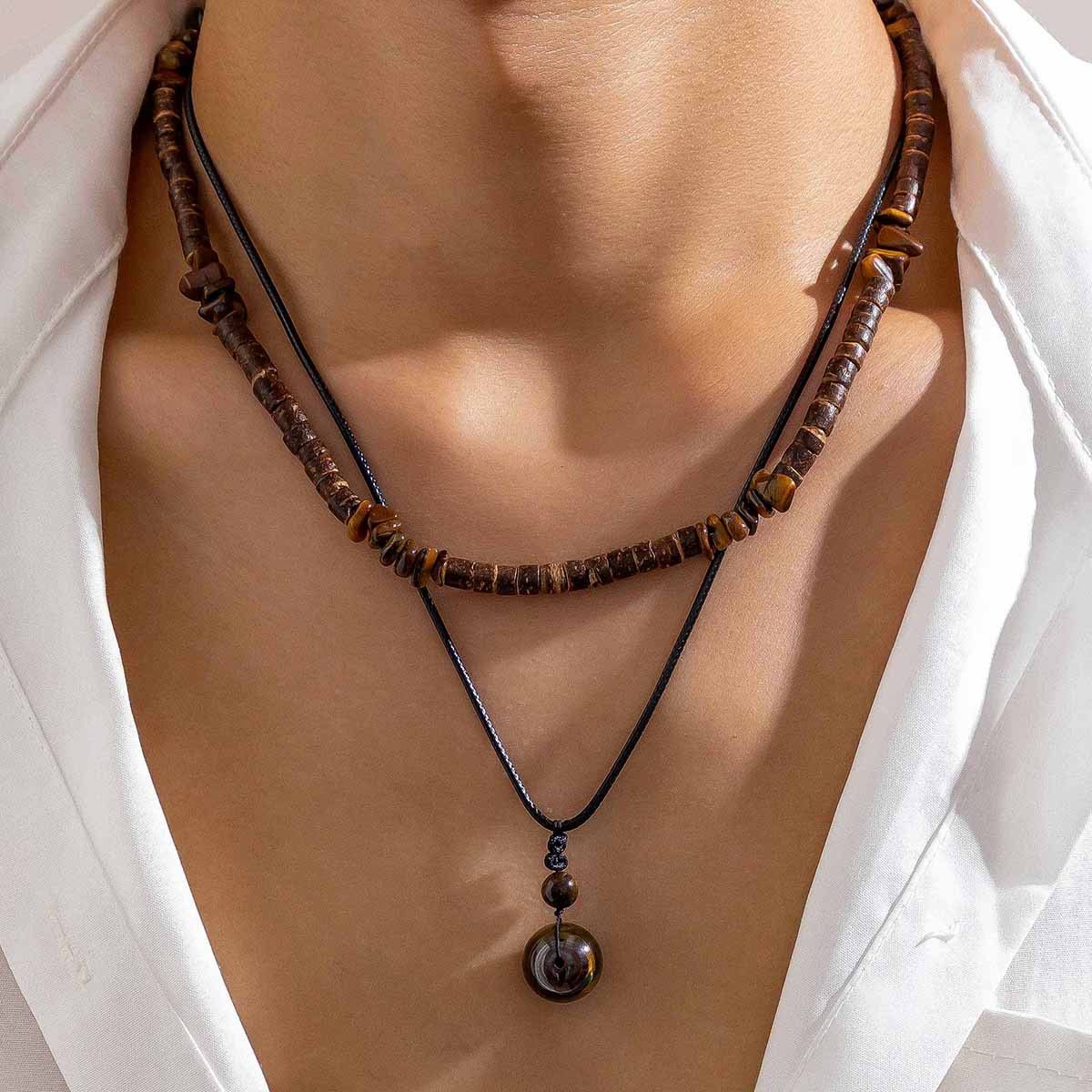 Jewelry Black Tiger Stone Beaded Necklace Size ONE SIZE - 1 Thumbnail