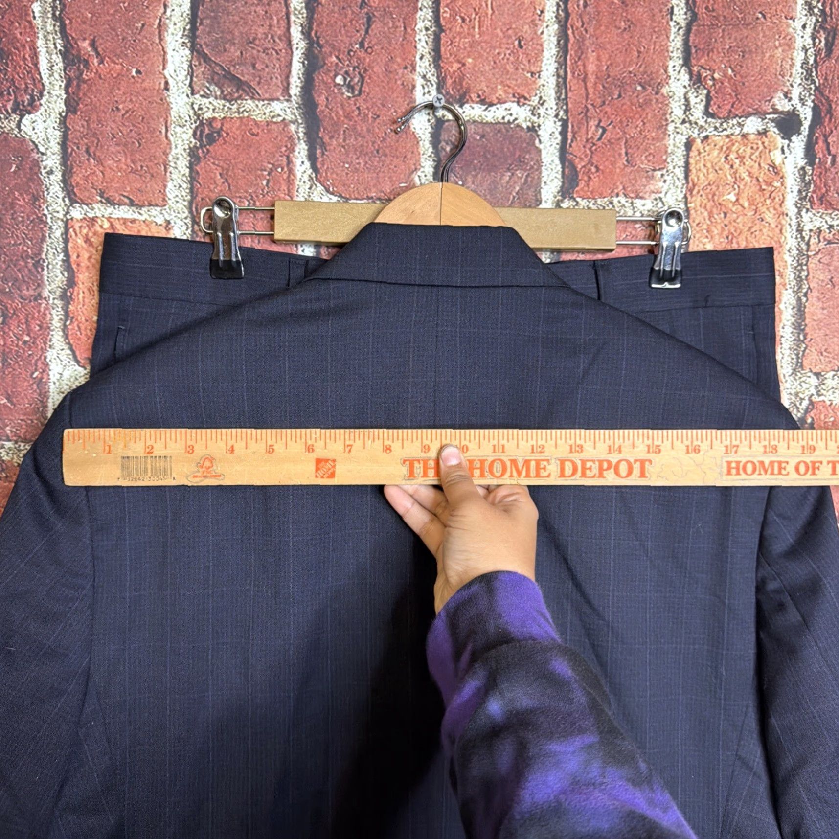 Jos. A. Bank Jos A Bank 41R Wool 2PC Suit Blazer Men Pants 35x32 Navy Blue Windowpane Wool 2 Piece Suit Men Size 42R - 4 Thumbnail