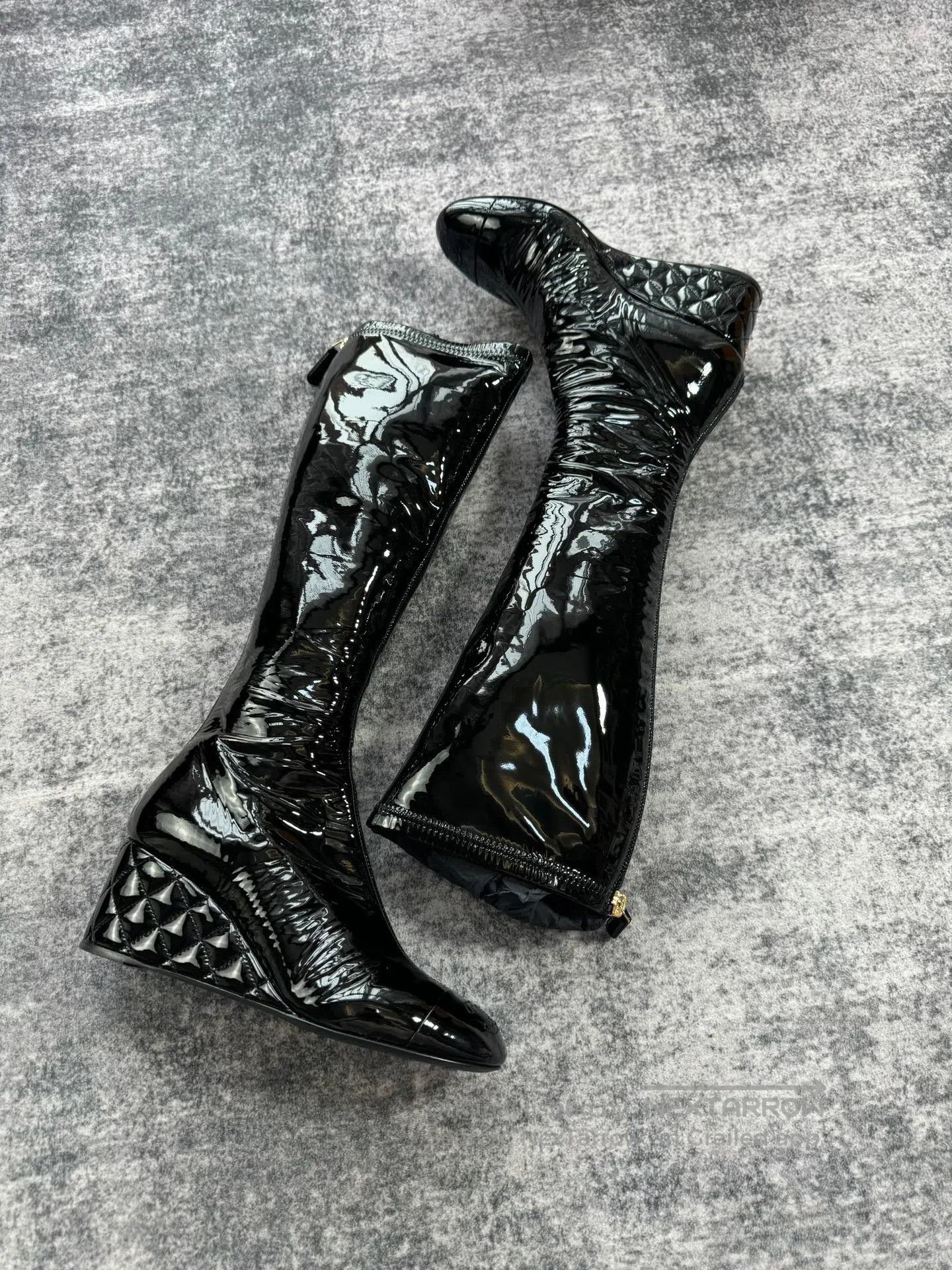 Chanel Chanel New Arrival Patent Leather Wedge Tall Boots| Size US 6.5 / IT 36.5 - 3 Thumbnail