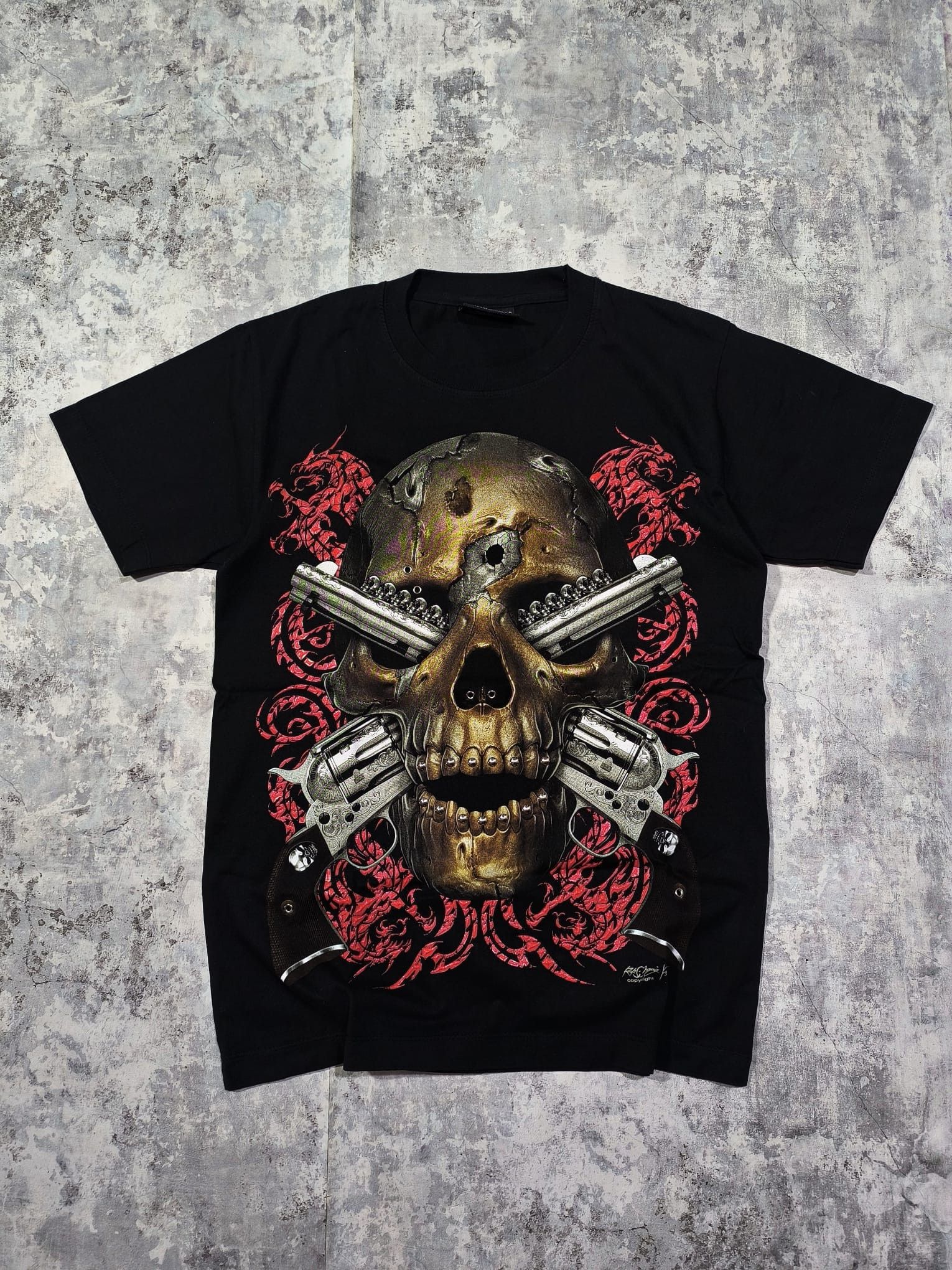 Japanese Brand affliction style edgy skull guns studded tshirt Size US S / EU 44-46 / 1 - 1 Thumbnail