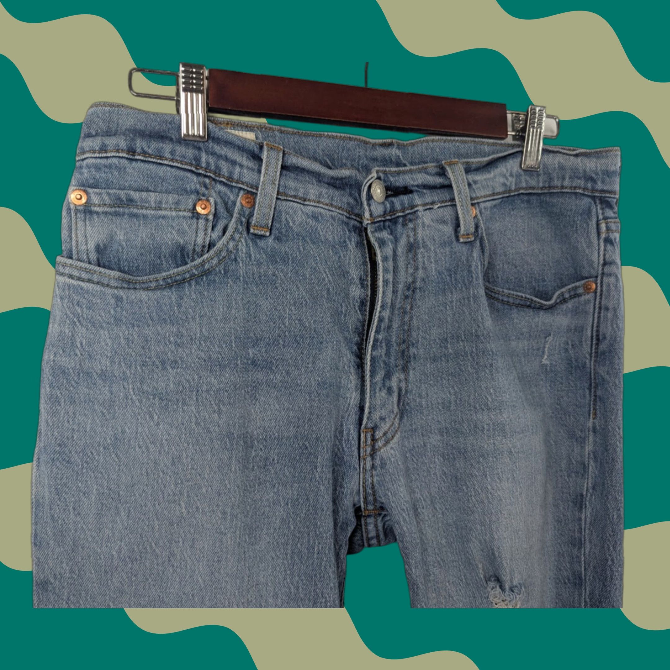 Levi's Levis Levi's 511 Jeans Slim Straight Blue 33x34 Regular Men's Denim Distressed 80s 90s Rock Workwear Size US 33 - 1 Thumbnail