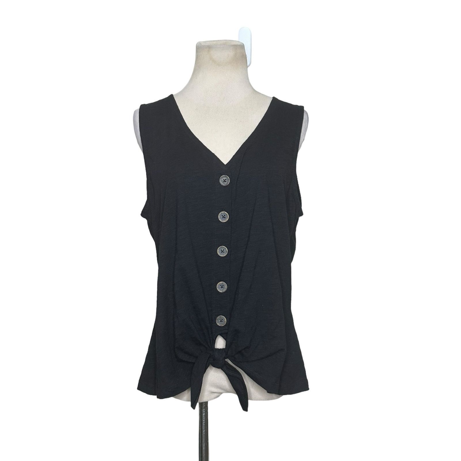 Sanctuary Sanctuary Black Buttoned Sleeveless Knit Top Size XL Size XL / US 12-14 / IT 48-50 - 1 Thumbnail