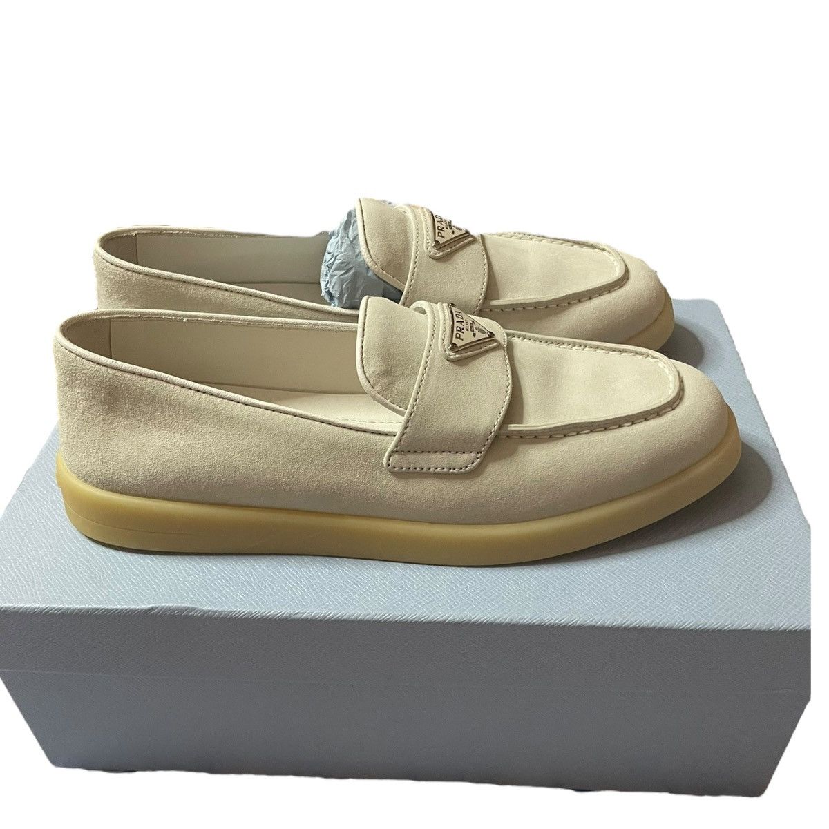 Prada Prada women beige suede loafers size EU 36.5 Size US 6.5 / IT 36.5 - 1 Thumbnail