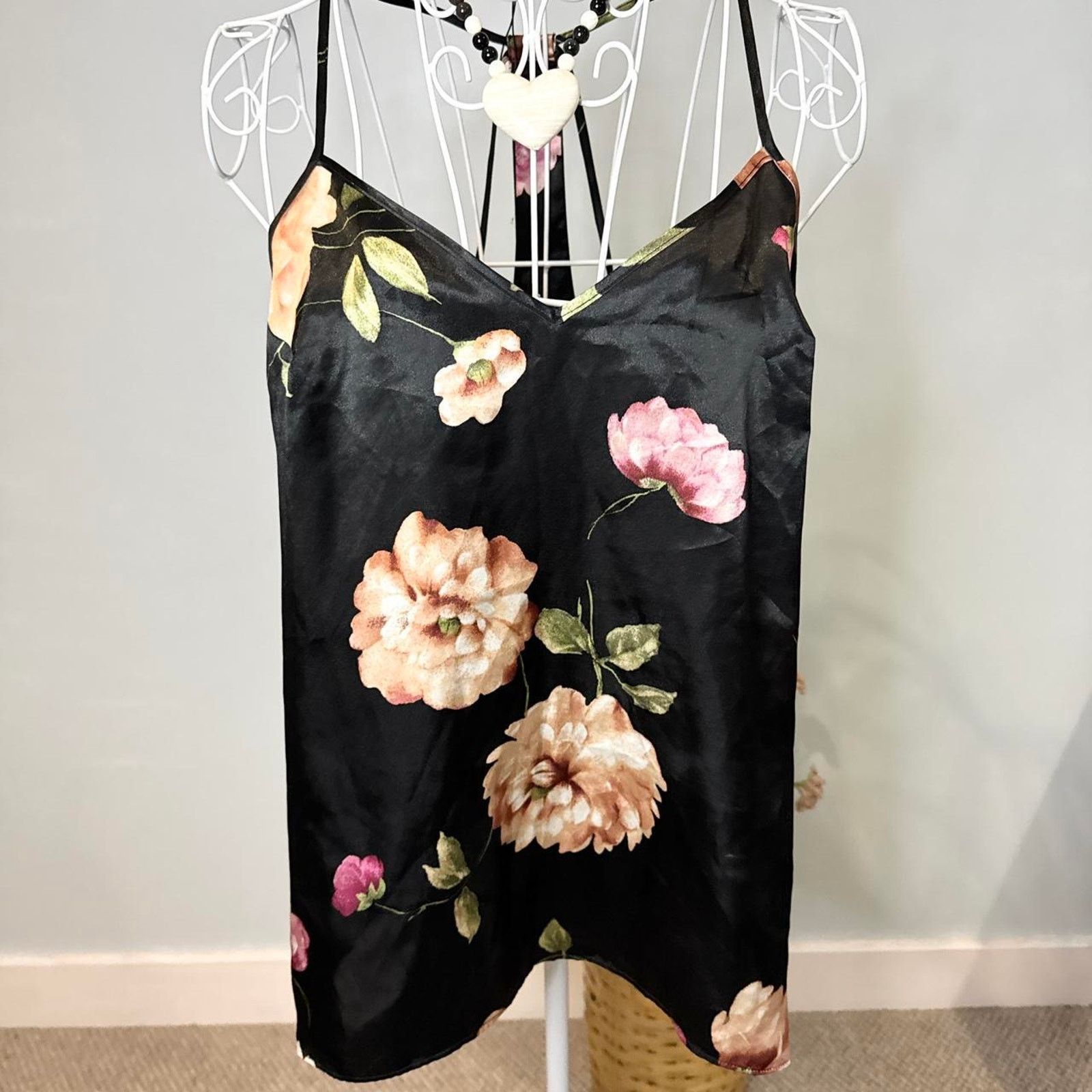 Other Rare vintage y2k black floral babydoll slip tank top Size L / US 10 / IT 46 - 3 Thumbnail