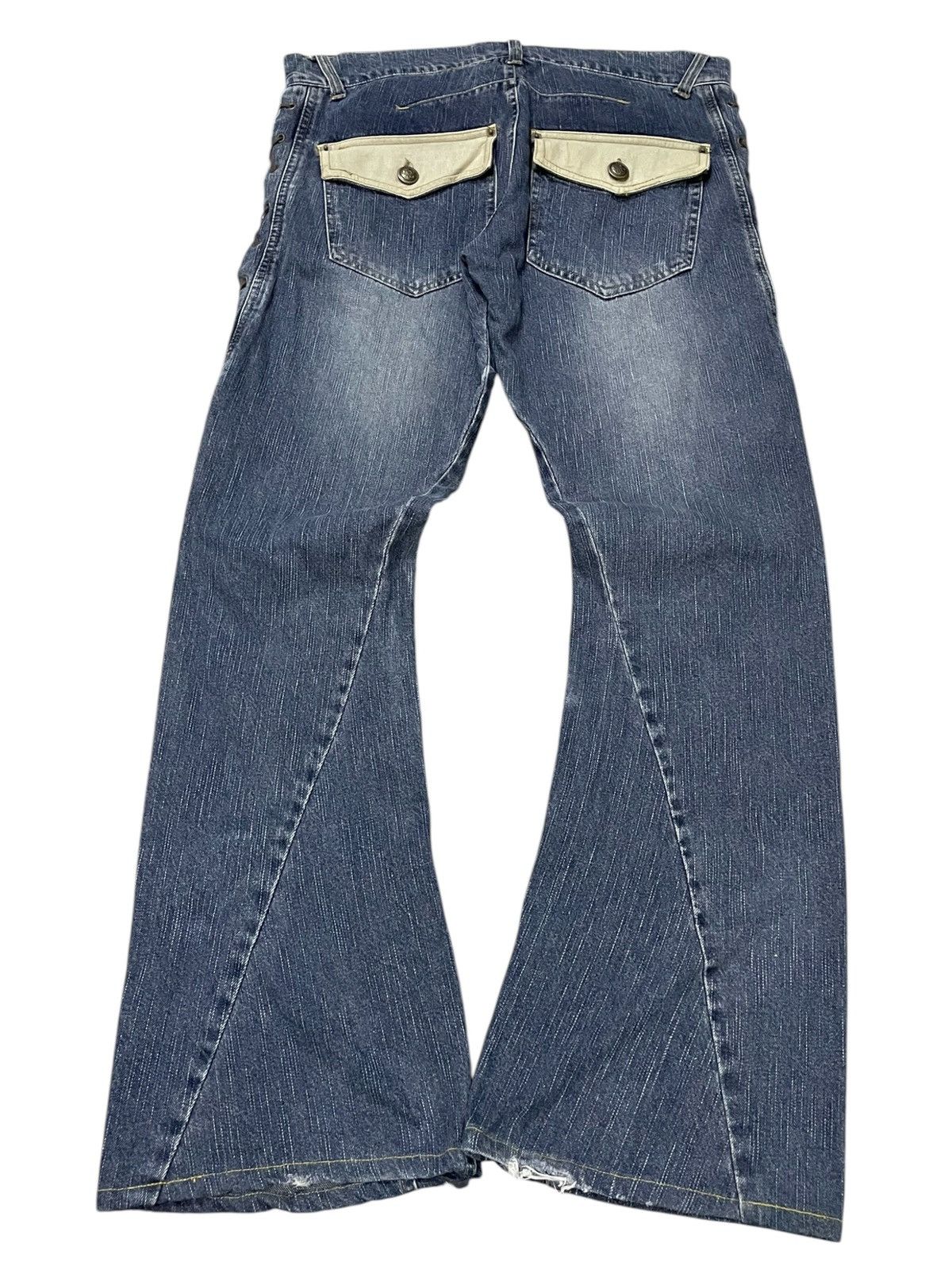 Japanese Brand × Tornado Mart How Hard Jan 40 Paneled Spiral Laces Up Flare Jeans Size US 32 / EU 48 - 2 Thumbnail