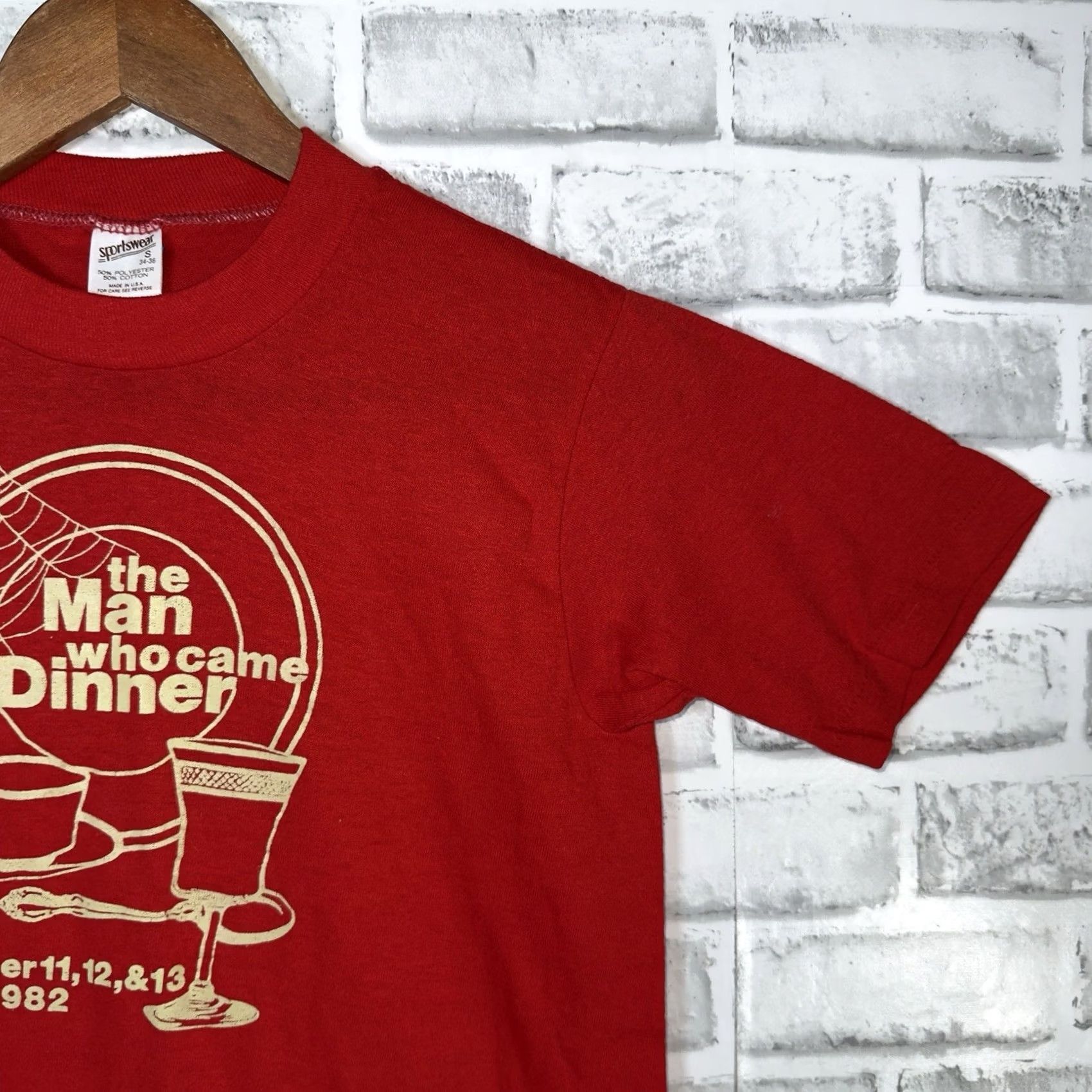 Vintage VTG Sportswear The Man Who Came To Dinner Graphic Tee Mens S Single Stitch USA Shirt Red USA Mens S Size US S / EU 44-46 / 1 - 2 Thumbnail