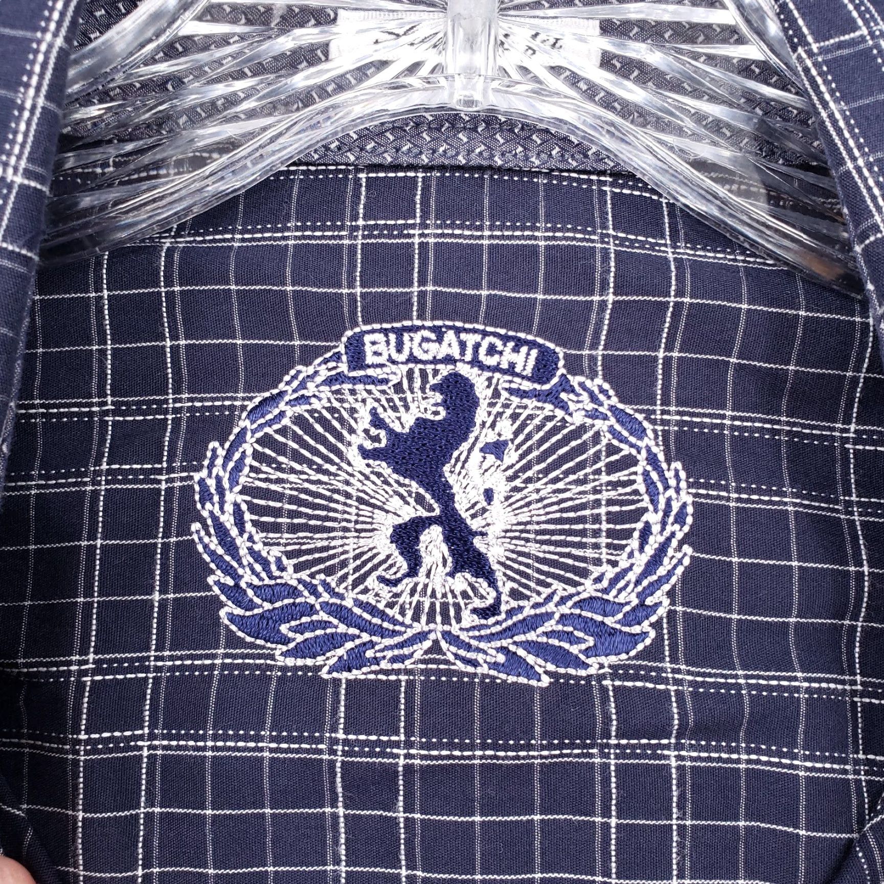 BUGATCHI BUGATCHI Shirt Mens XL Blue Plaid Button-Up Long Sleeve Shaped Fit Size US XL / EU 56 / 4 - 7 Thumbnail