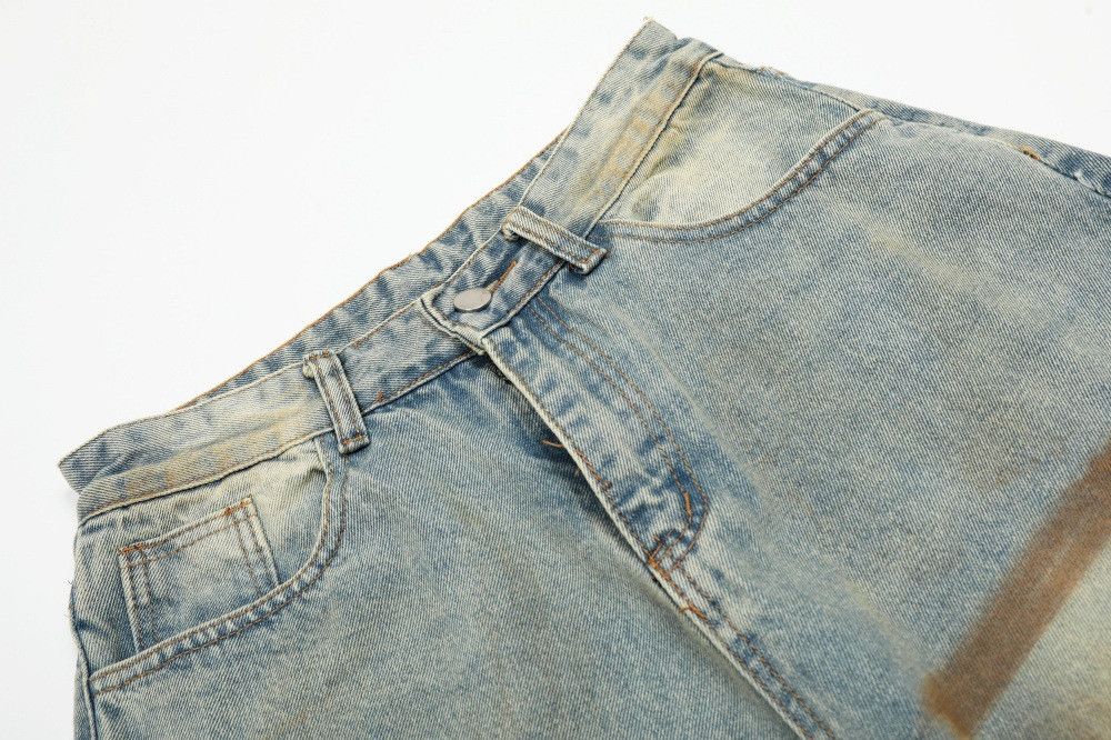 Vintage Men's loose ink-splashed punk distressed dirty jeans Size US 32 / EU 48 - 3 Thumbnail