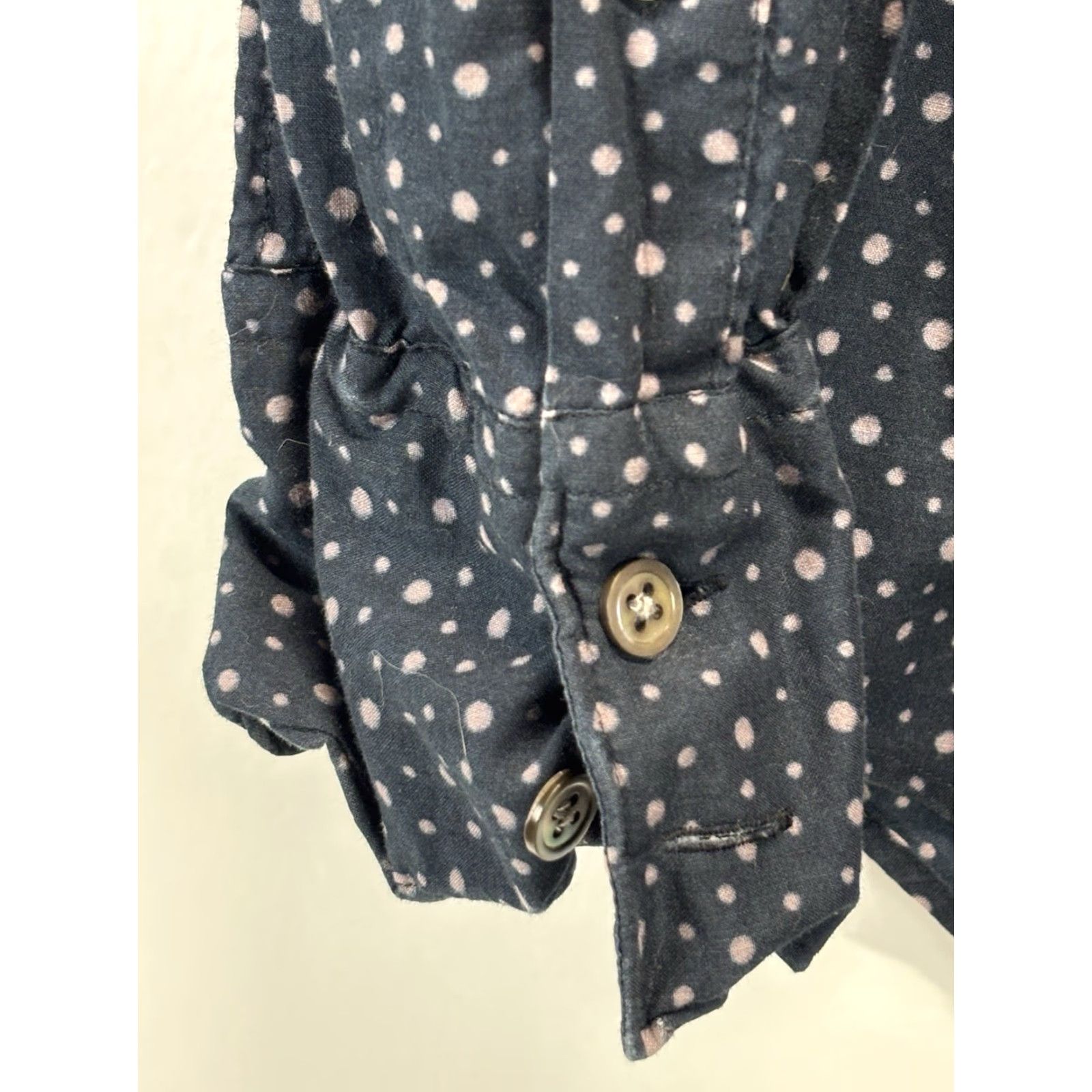 John Varvatos JOHN VARVATOS Polka Dot Button-Up Shirt Sz Small Wired Collar Navy Classic Mens Size US S / EU 44-46 / 1 - 4 Thumbnail