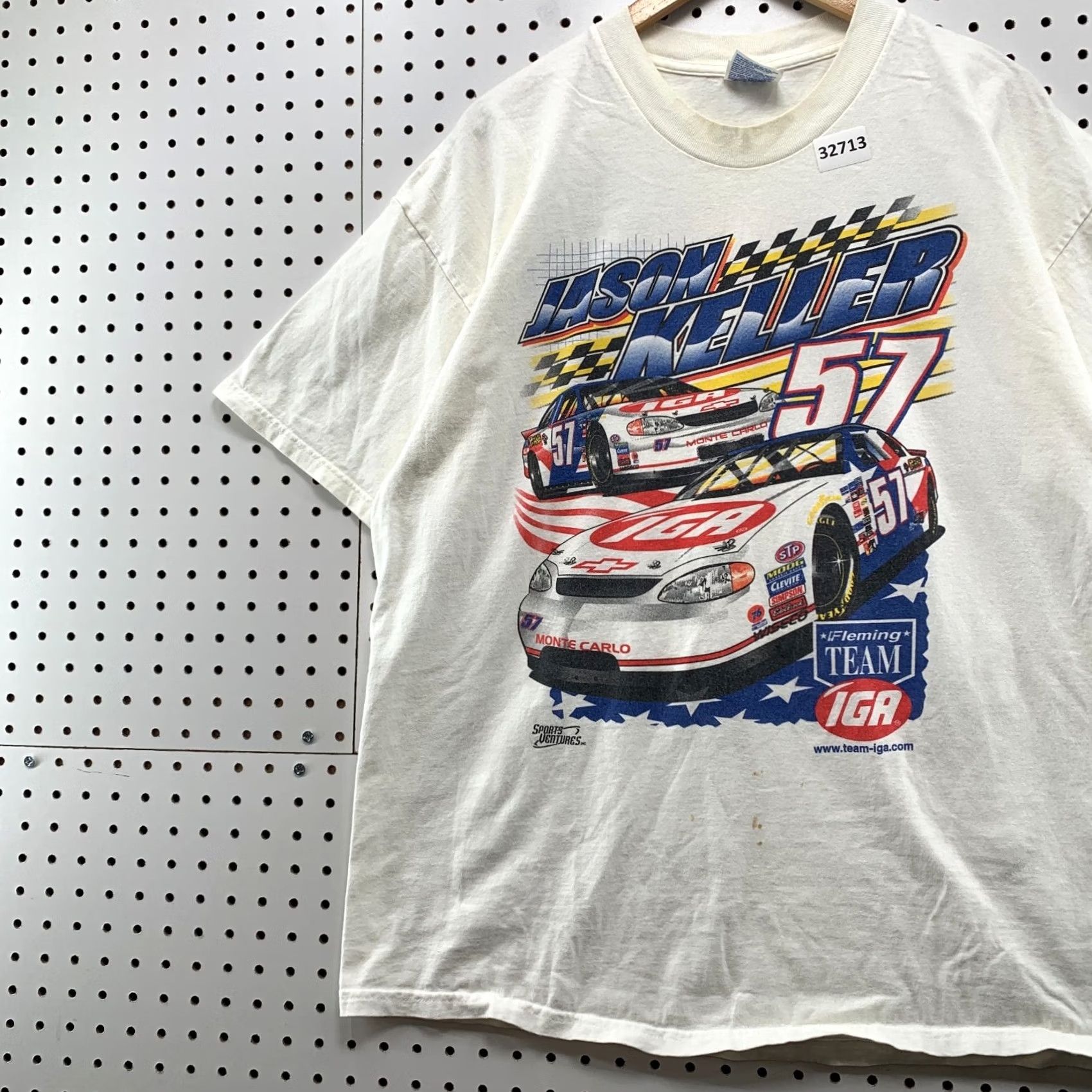 Hanes VINTAGE Jason Keller IGA SHirt WHite Mens XL Car Racing Distressed 24x29.5 Size US XL / EU 56 / 4 - 3 Thumbnail