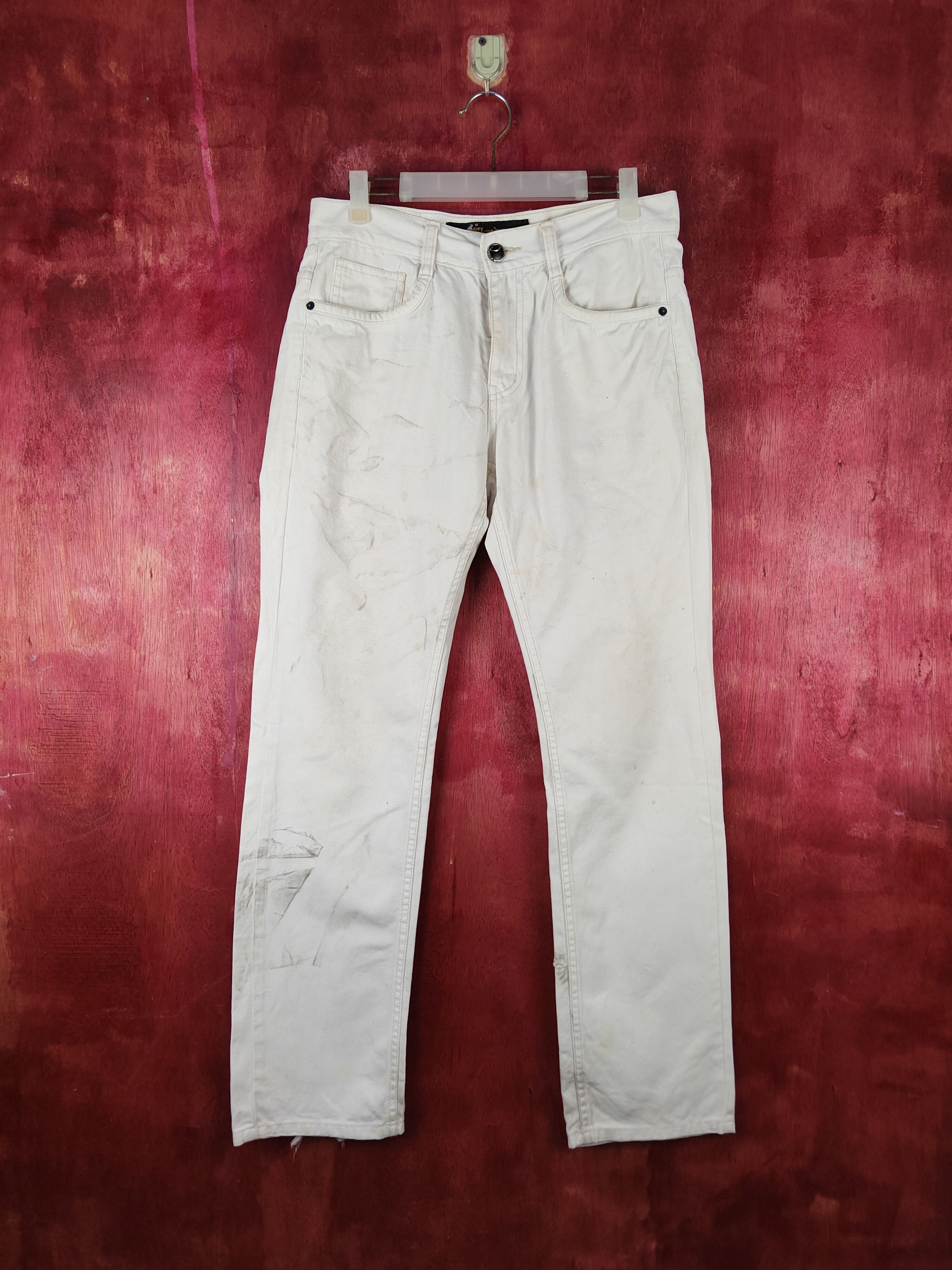 Japanese Brand Cloud 72 White Distressed Ripped Jeans #S2051 Size US 31 - 1 Thumbnail