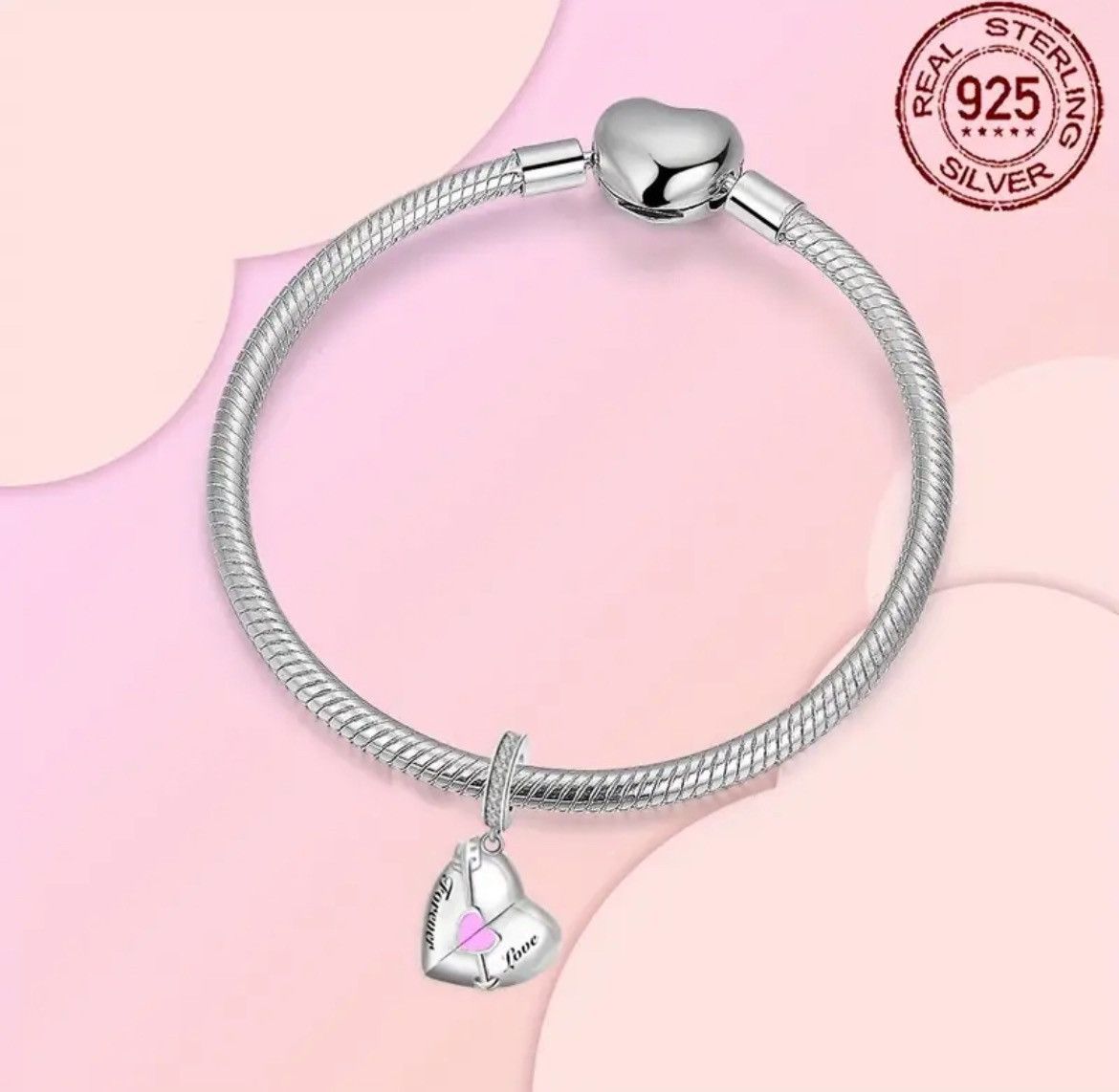 Other 925 Sterling Silver Forever love Heart Charm. Size ONE SIZE - 4 Thumbnail