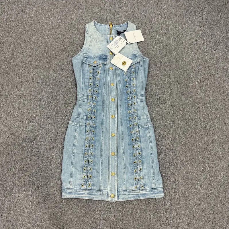Balmain Blue Denim Dress for Women 0089