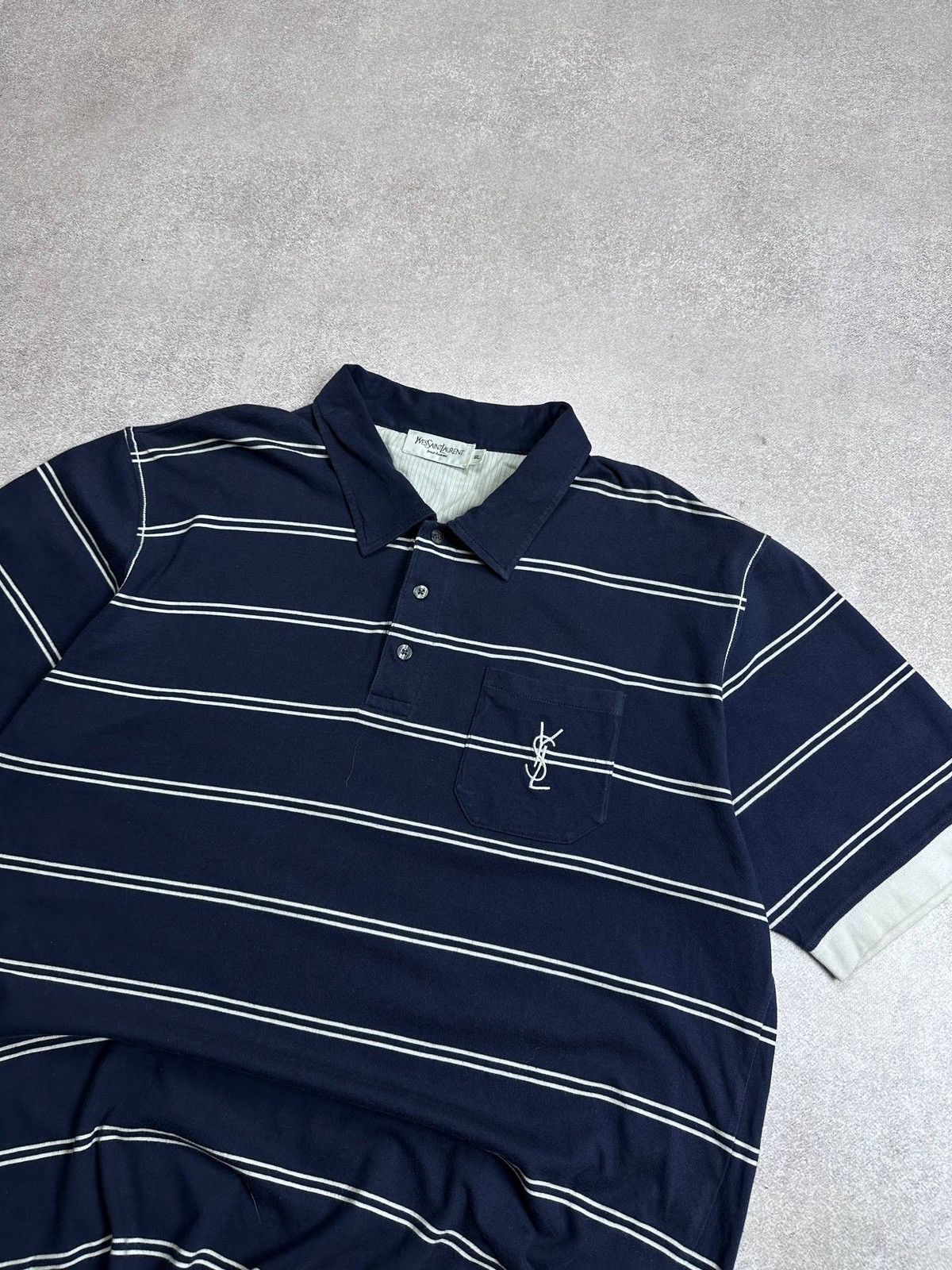 Yves Saint Laurent Vintage YSL Yves Saint Laurent Striped Polo Shirt XXL Size US XXL / EU 58 / 5 - 2 Thumbnail