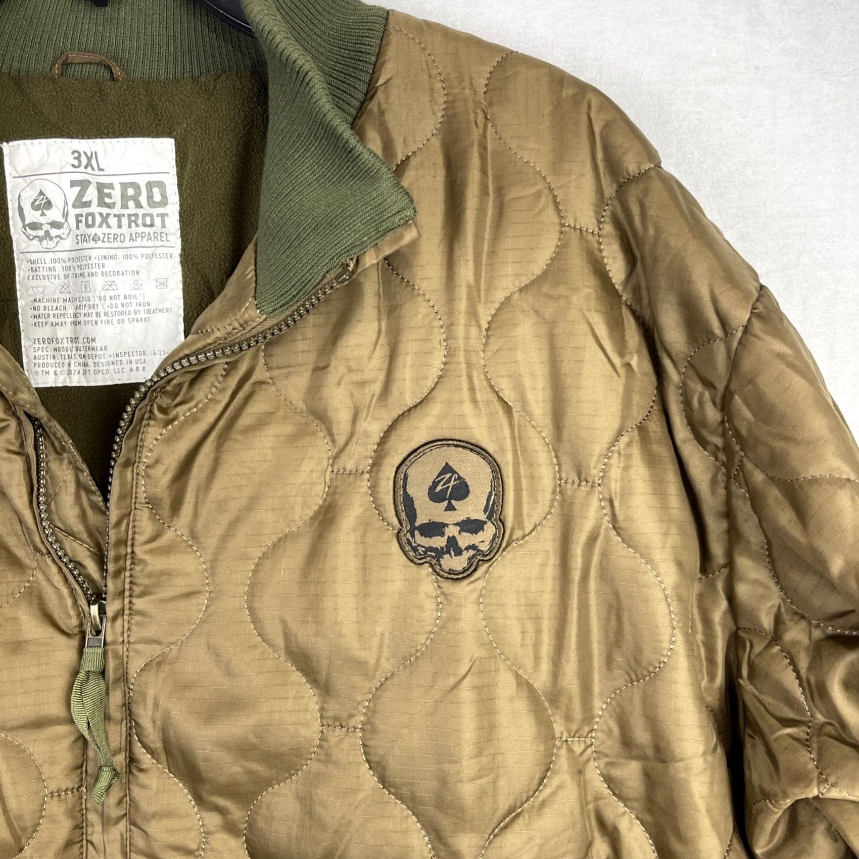 Vintage Zero Foxtrot Jacket Mens 3XL Green Quilted Bomber Fleece Lined Woobie Tanker Jacket Size US XXL / EU 58 / 5 - 4 Thumbnail