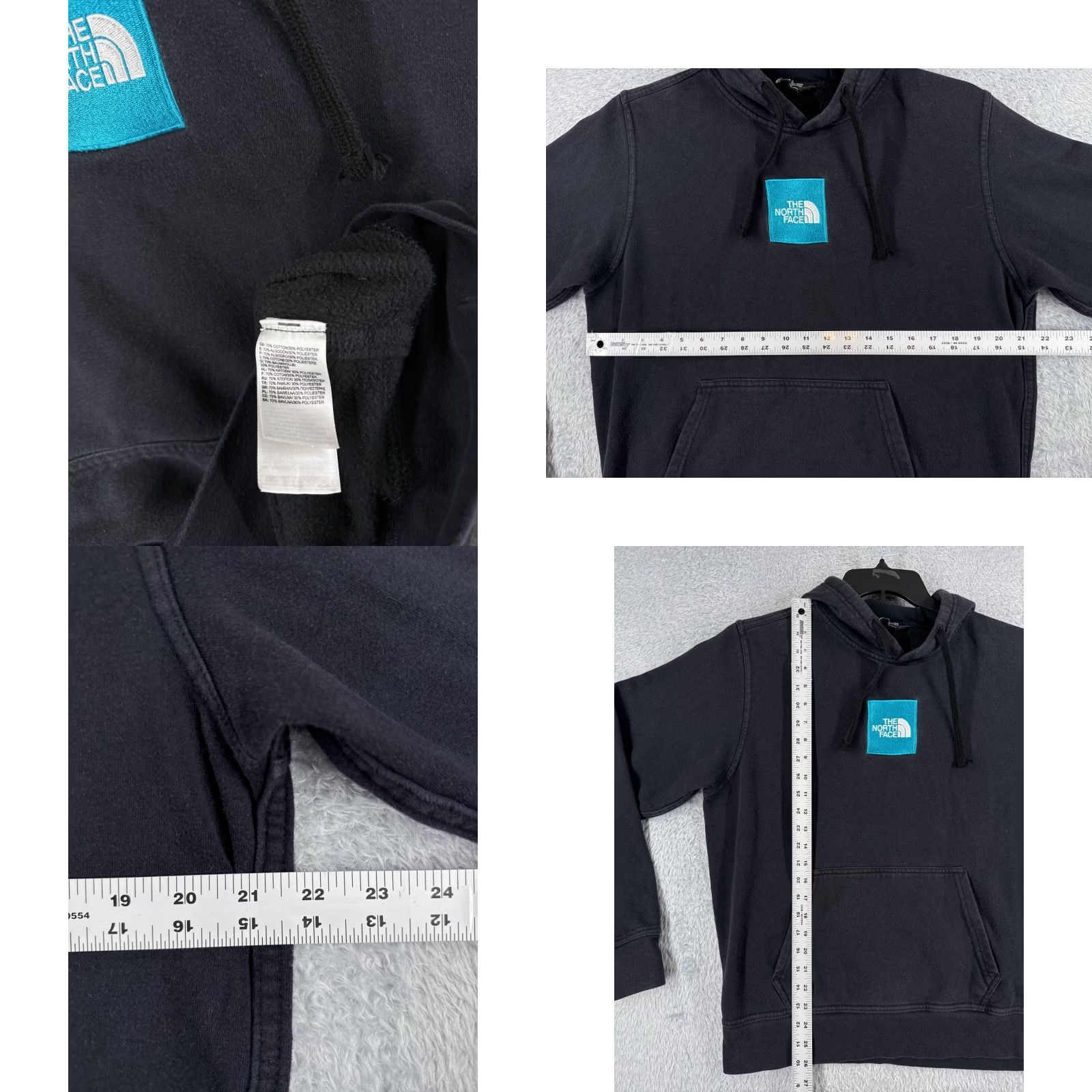 The North Face Mens Hoodie Hoodie Mens Medium Black Cotton Blend Jersey Logo Pullover Hooded