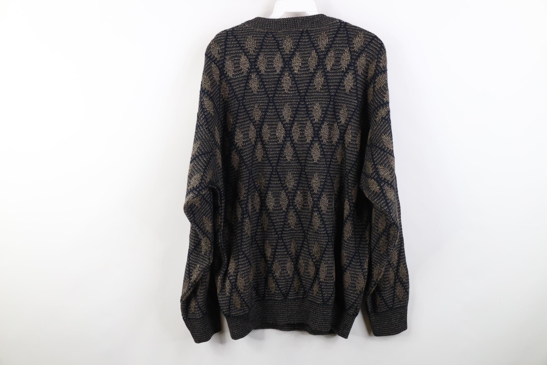 Vintage Vintage 90s Streetwear Argyle Diamond Knit Henley Sweater Size US L / EU 52-54 / 3 - 8 Thumbnail