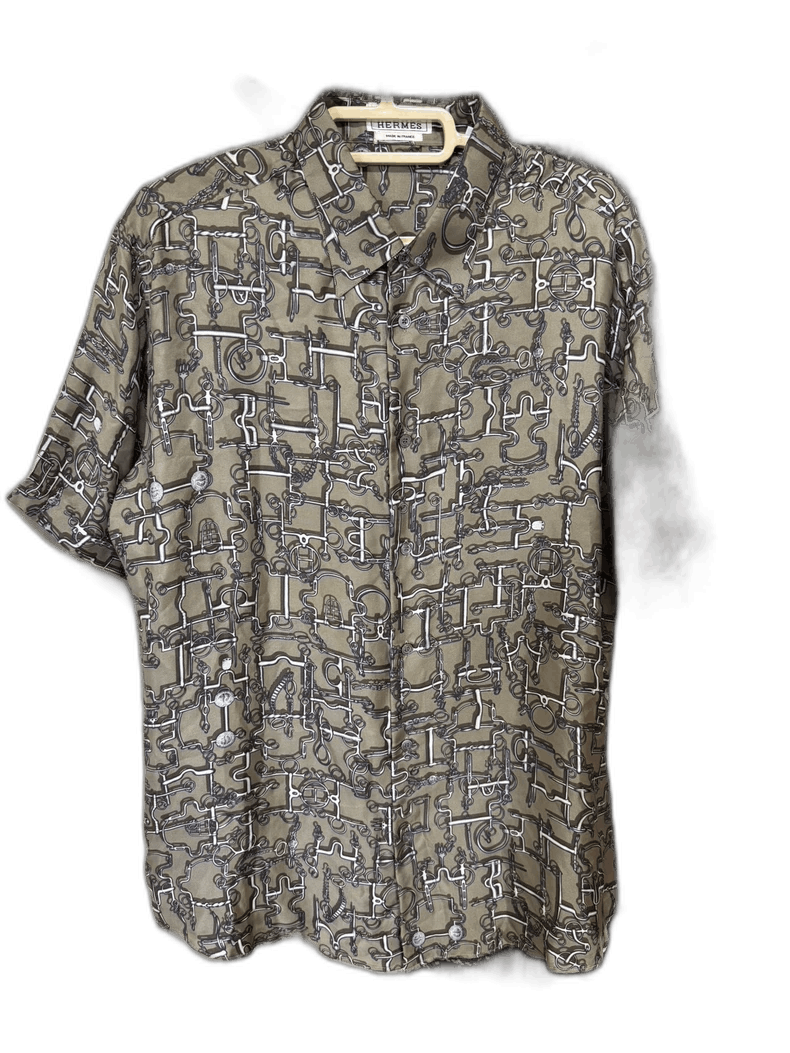 Hermes Hermes Short Sleeve Silk Shirt Size US L / EU 52-54 / 3 - 1 Thumbnail