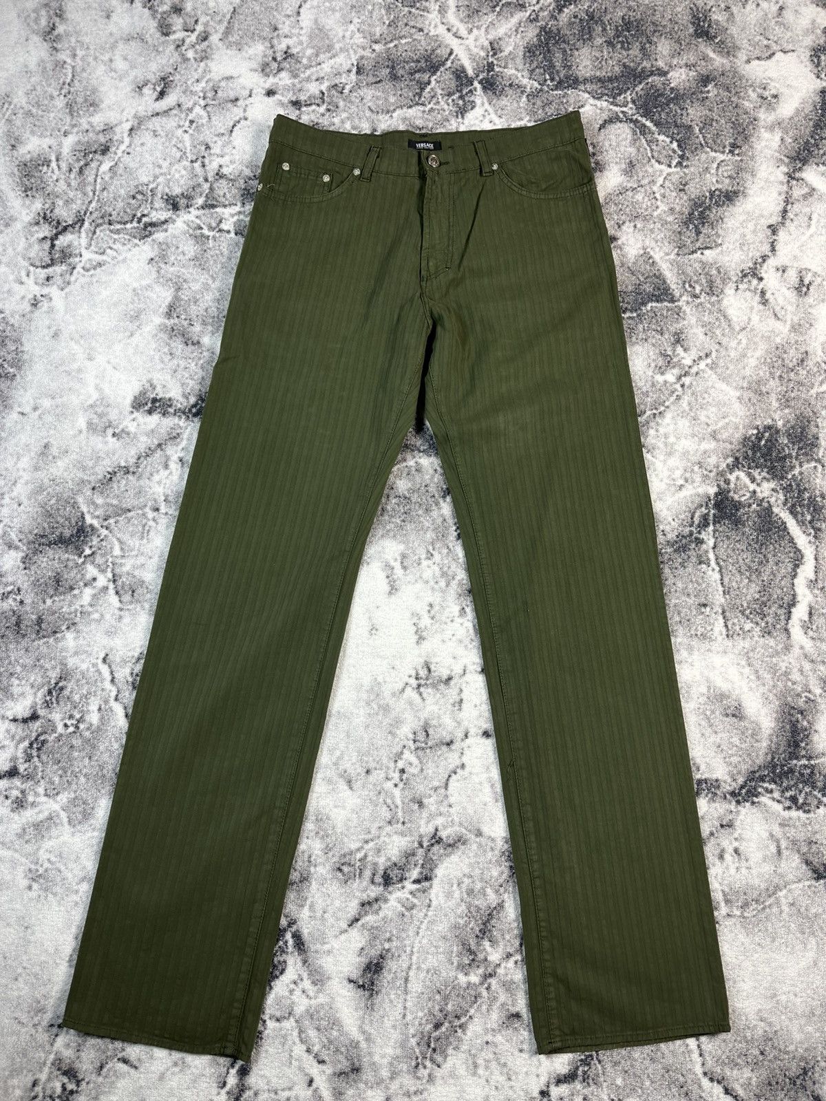 Versace Versace Olive Green Straight Fit Pants Made In Italy Size US 34 / EU 50 - 1 Thumbnail