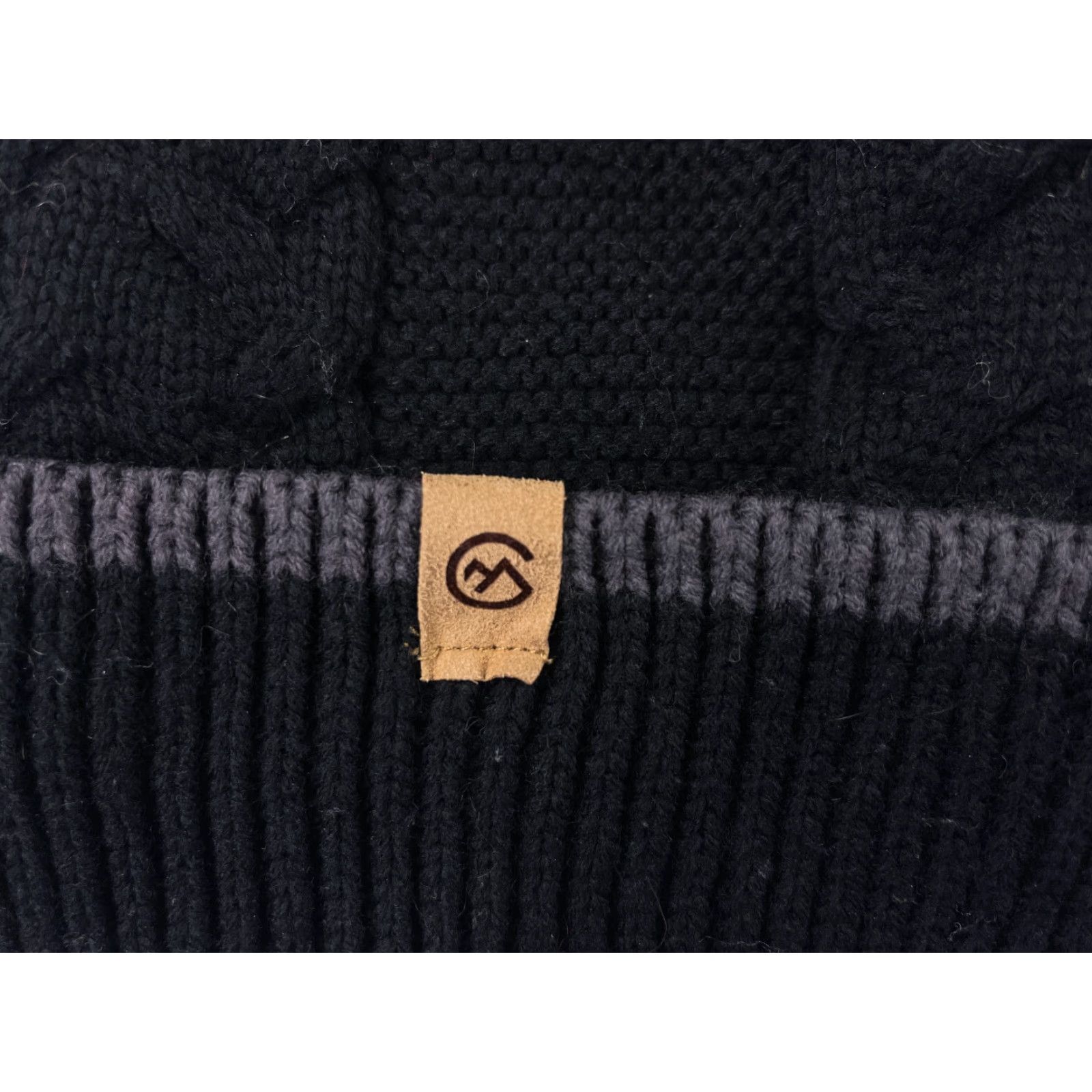 Vintage Chillmeister Beanie Adult One Size Black Gray Cable Knit 100% Acrylic Pom Hats Beanie Unisex Adults Knit Outdoor Ski Winter Mens Womens Girls Boys Size ONE SIZE - 2 Thumbnail
