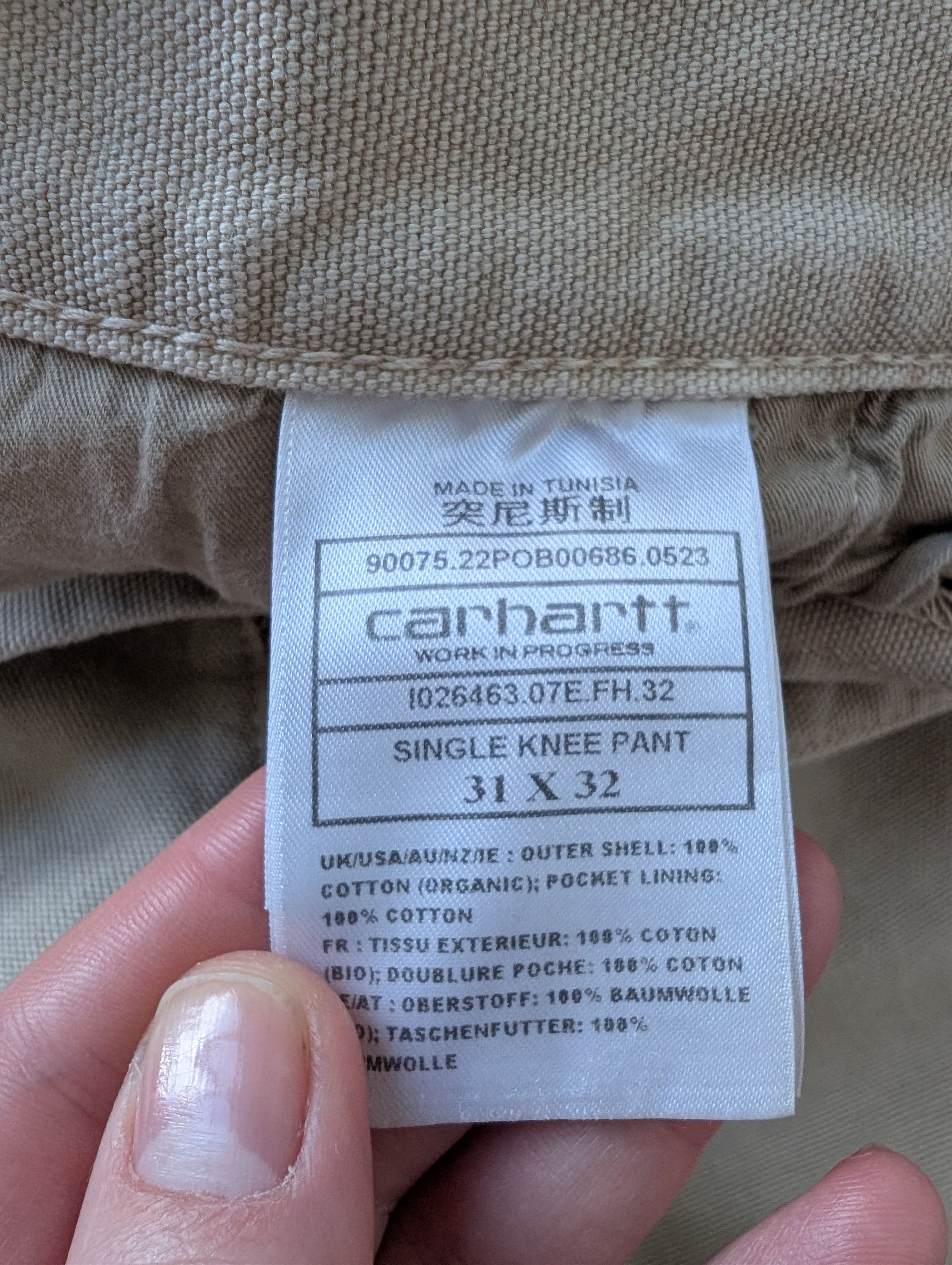 Carhartt Carhartt WIP Single Knee Pant Men’s Beige Canvas Pants 31x32 Size US 31 - 4 Thumbnail