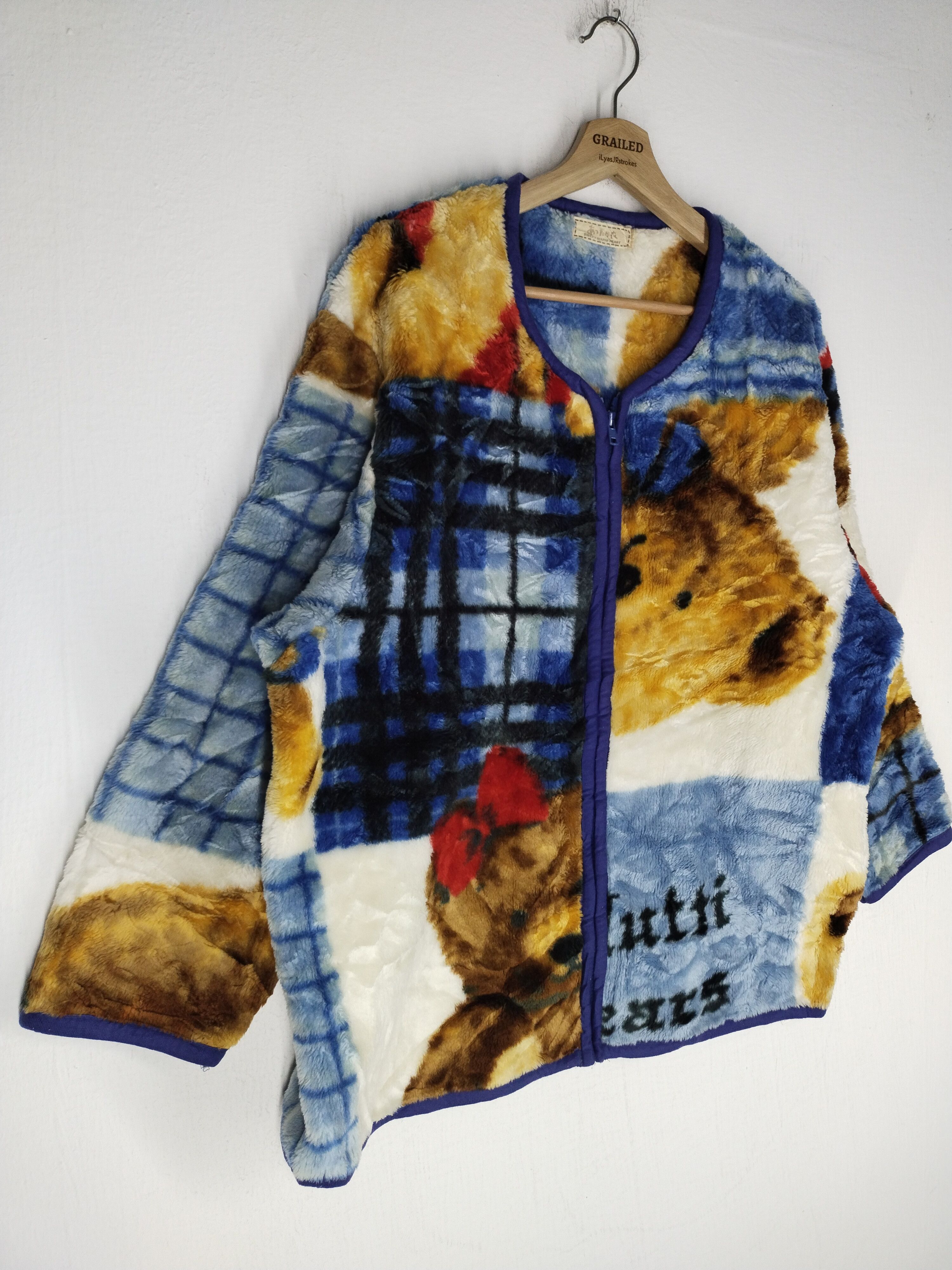 If Six Was Nine × Japanese Brand × Vintage Vintage Over Print Bears Wool Zipper Jacket Size US L / EU 52-54 / 3 - 7 Thumbnail