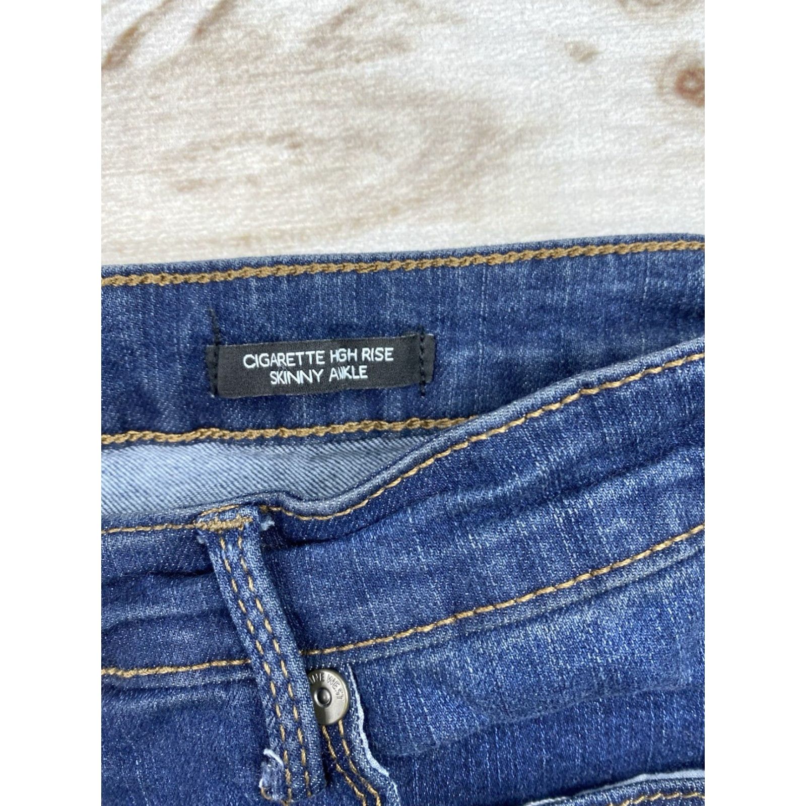 Nine West Nine West Jeans Womens 16 Skinny High Rise Dark Wash Blue Denim - 5-Pocket Stretch Cotton Blend Zipper Button Classic Size 38" / US 16 / IT 52 - 6 Thumbnail