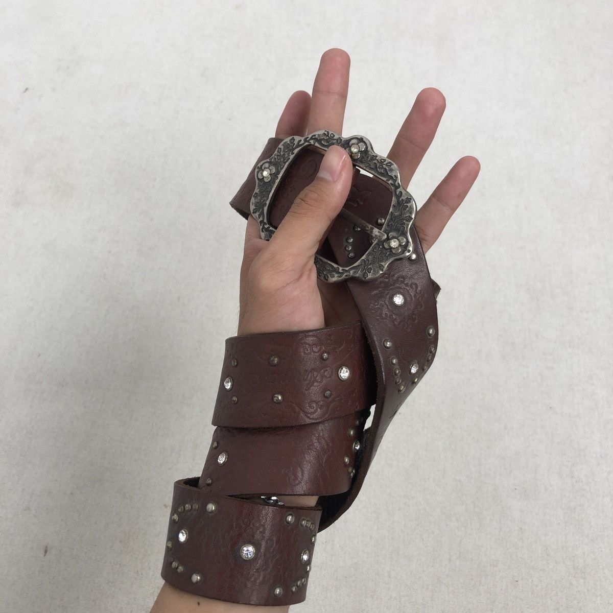 Designer × Japanese Brand × Vintage Vintage Anna Sui Brown Studded Belt Size 40 - 5 Thumbnail