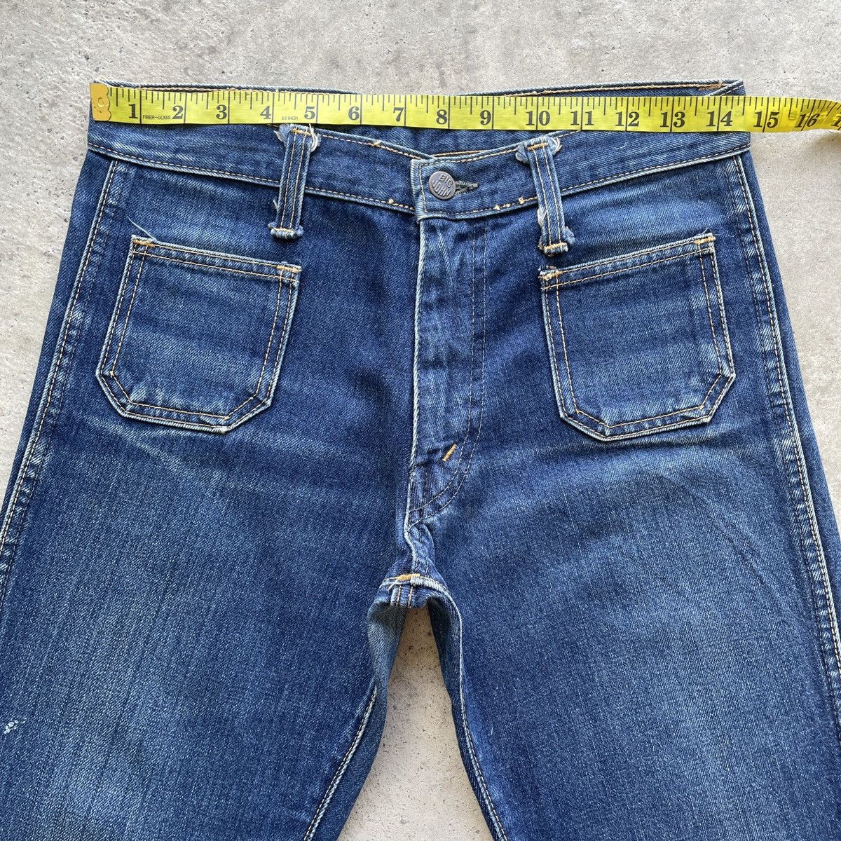 Japanese Brand Vintage 80s Big John Flare Talon Zip Jeans Denim Pants Faded Size US 29 - 5 Thumbnail