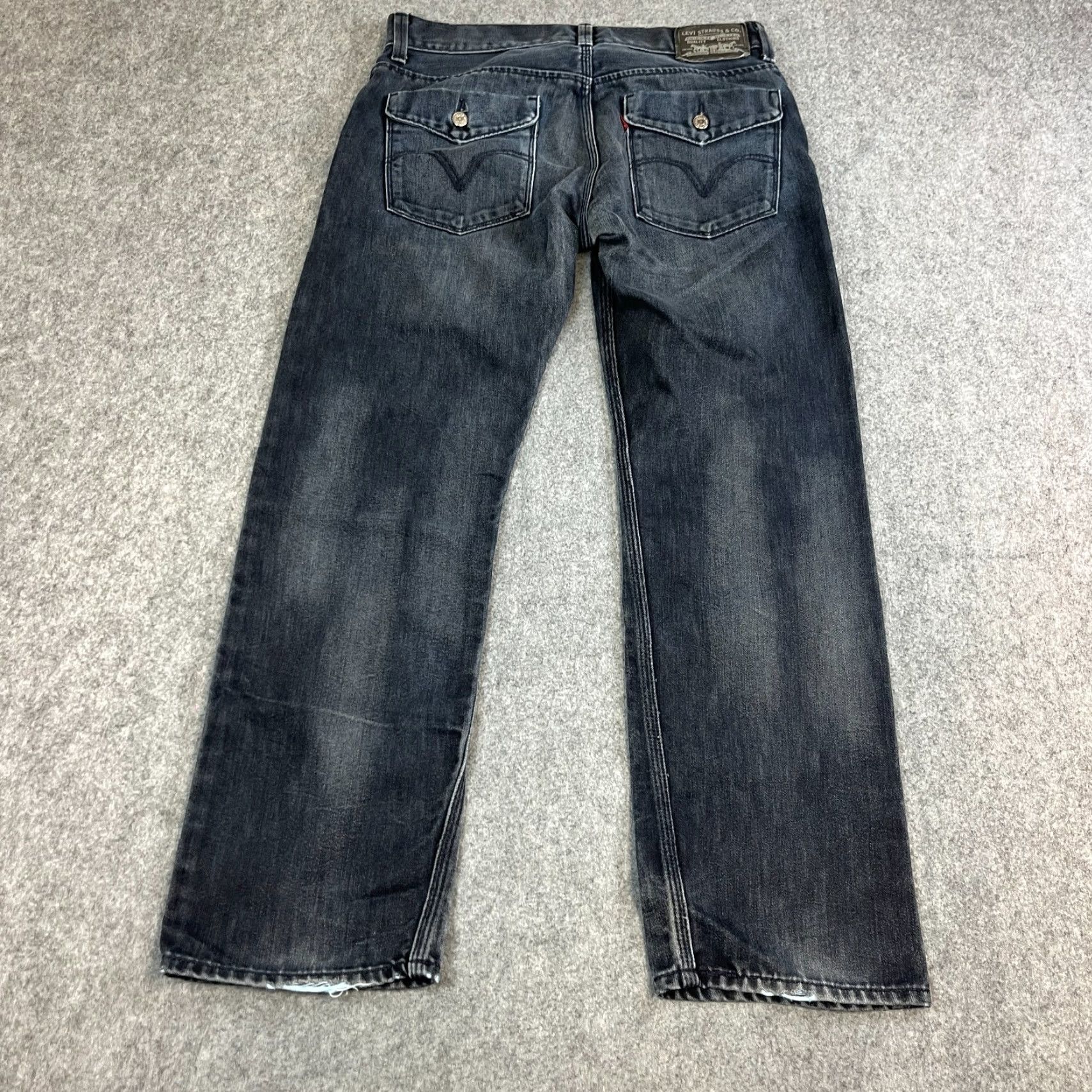 Levi's VINTAGE Levi's 514 Jeans Mens Regular Straight 34 30 Dark Wash Blue Flap Pocket Denim Cotton Polyester 5-Pocket Design Leather Logo 34 in Waist Size US 34 / EU 50 - 2 Thumbnail