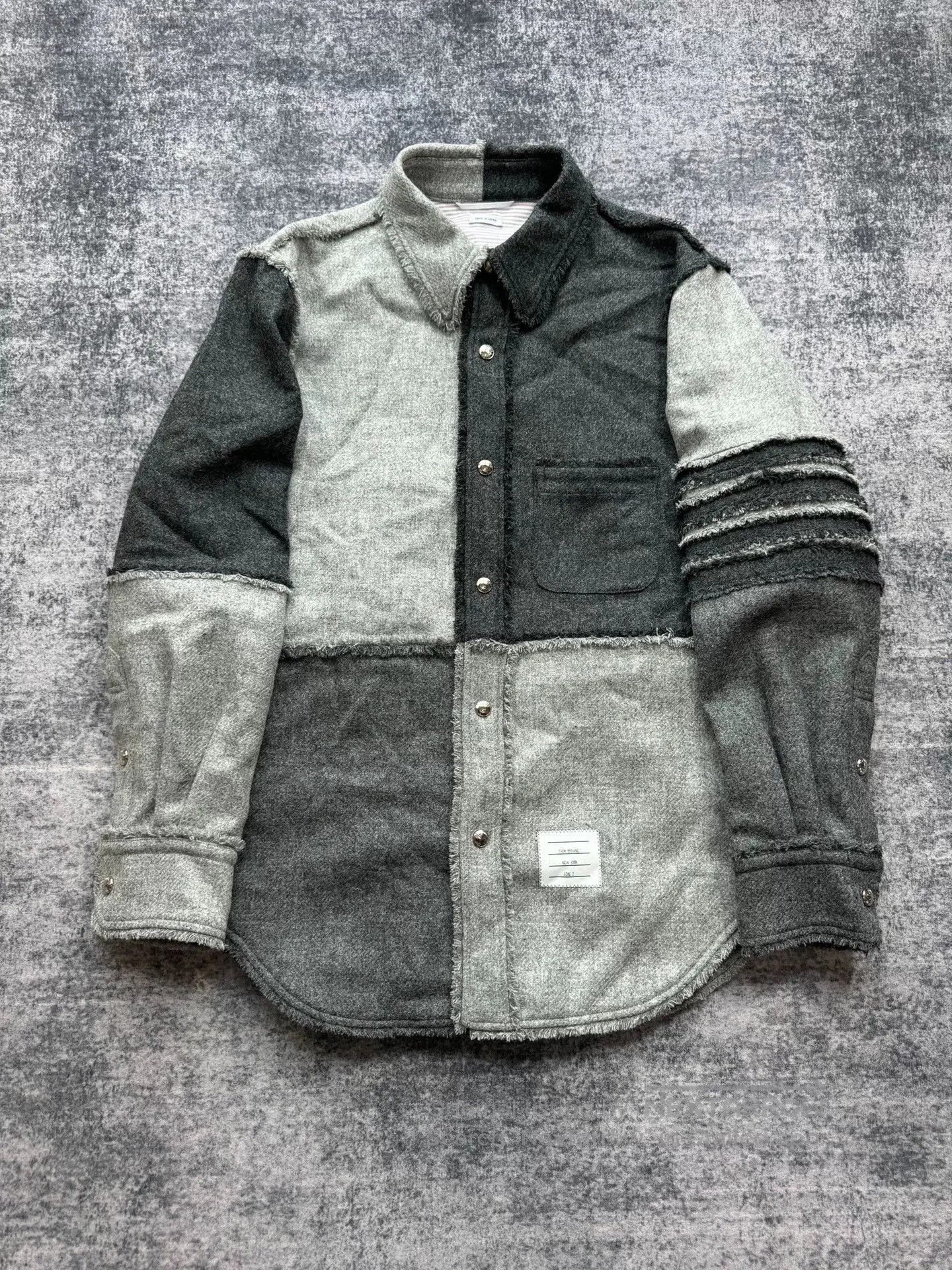 Thom Browne thom browne patchwork fringed wool shirt jacket. Size US M / EU 48-50 / 2 - 1 Thumbnail