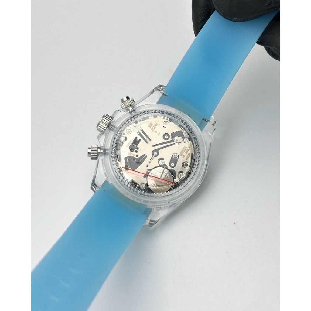Seiko Ice Blue Clear Plastic Custom Seiko Watch Quartz Chronograph Size ONE SIZE - 8 Thumbnail