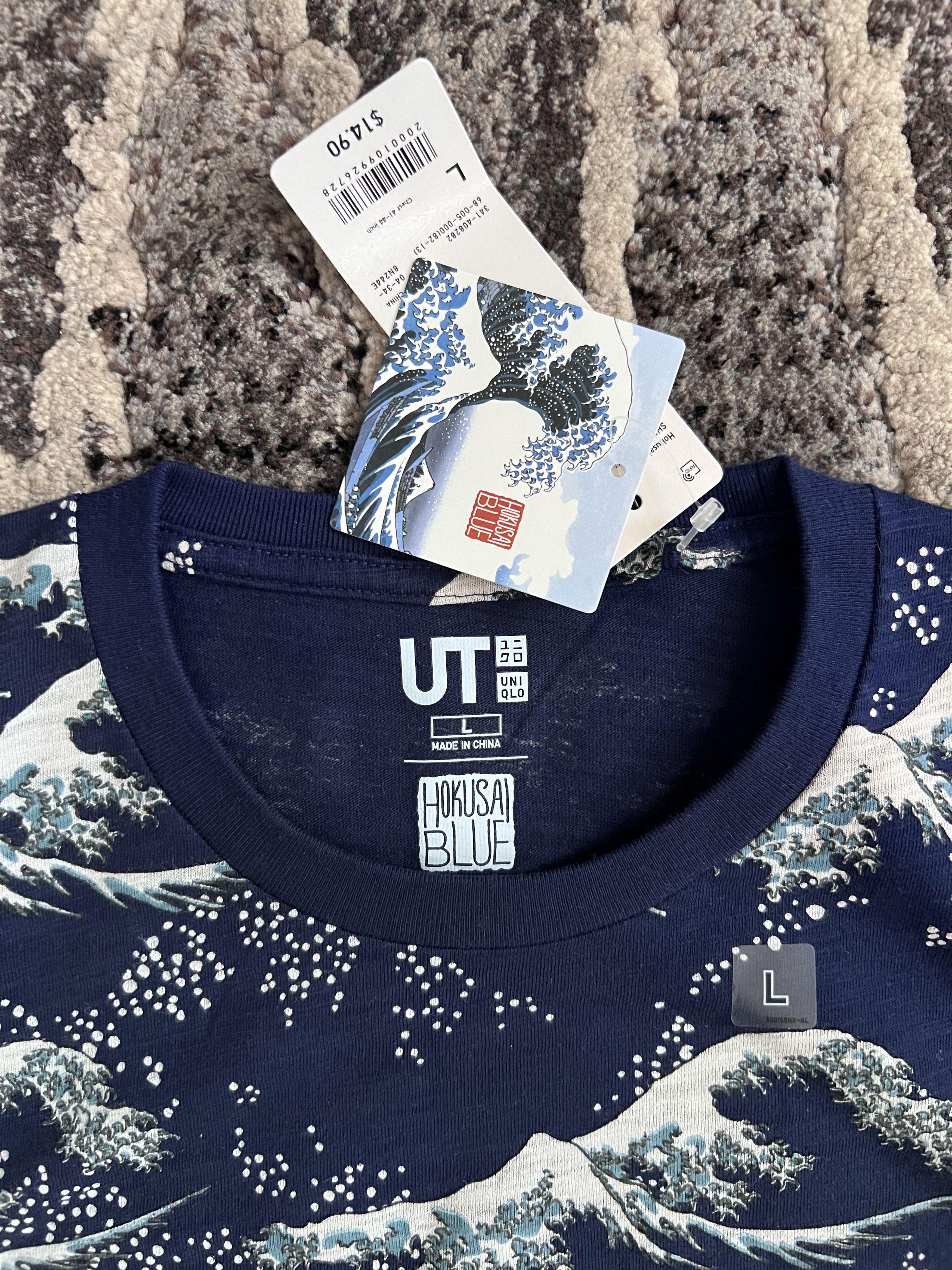 Uniqlo Uniqlo Hokusai Blue Waves Tee Size US L / EU 52-54 / 3 - 3 Thumbnail