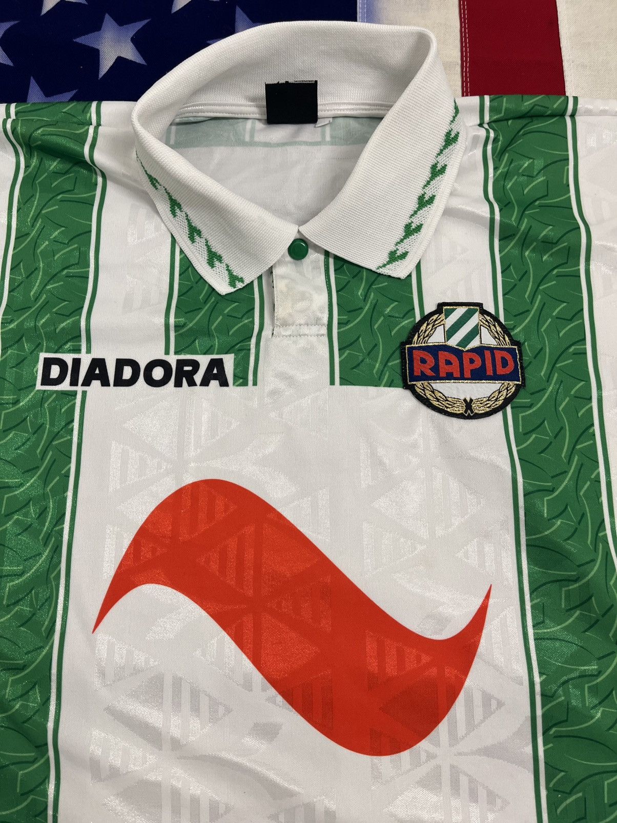 Diadora VTG 90s Diadora Rapid Wien Home Football Jersey Green White Size US XL / EU 56 / 4 - 4 Thumbnail