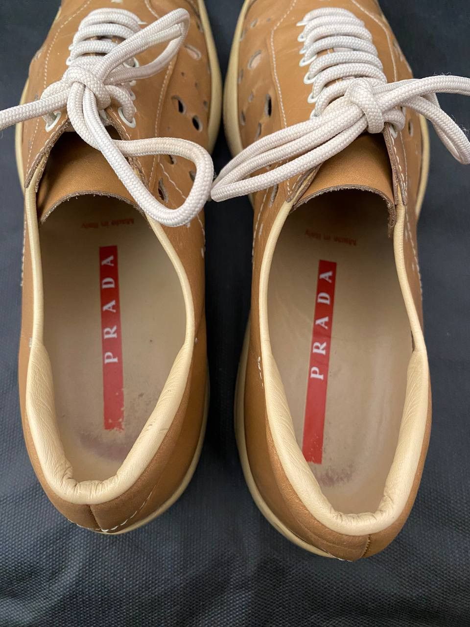 Prada 🔥 00s Prada Holes Americas Cup leather low top sneakers Size US 8.5 / IT 38.5 - 8 Thumbnail