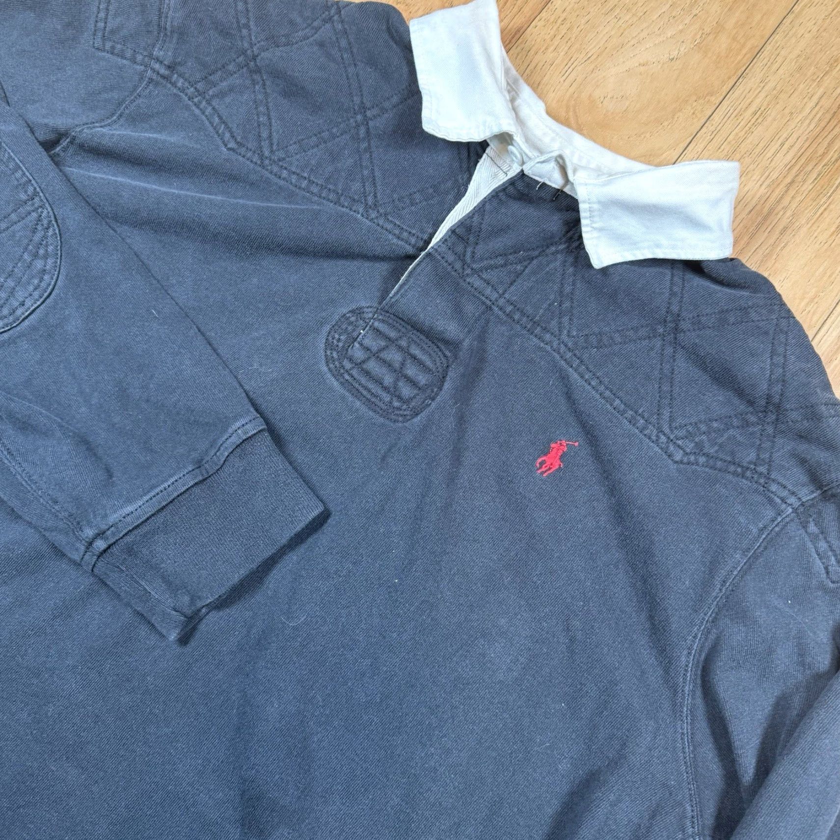Ralph Lauren VTG Ralph Lauren Polo Rugby Sweater Mens XXL Black Elbow Pads Pullover 2XL Size US XXL / EU 58 / 5 - 2 Thumbnail