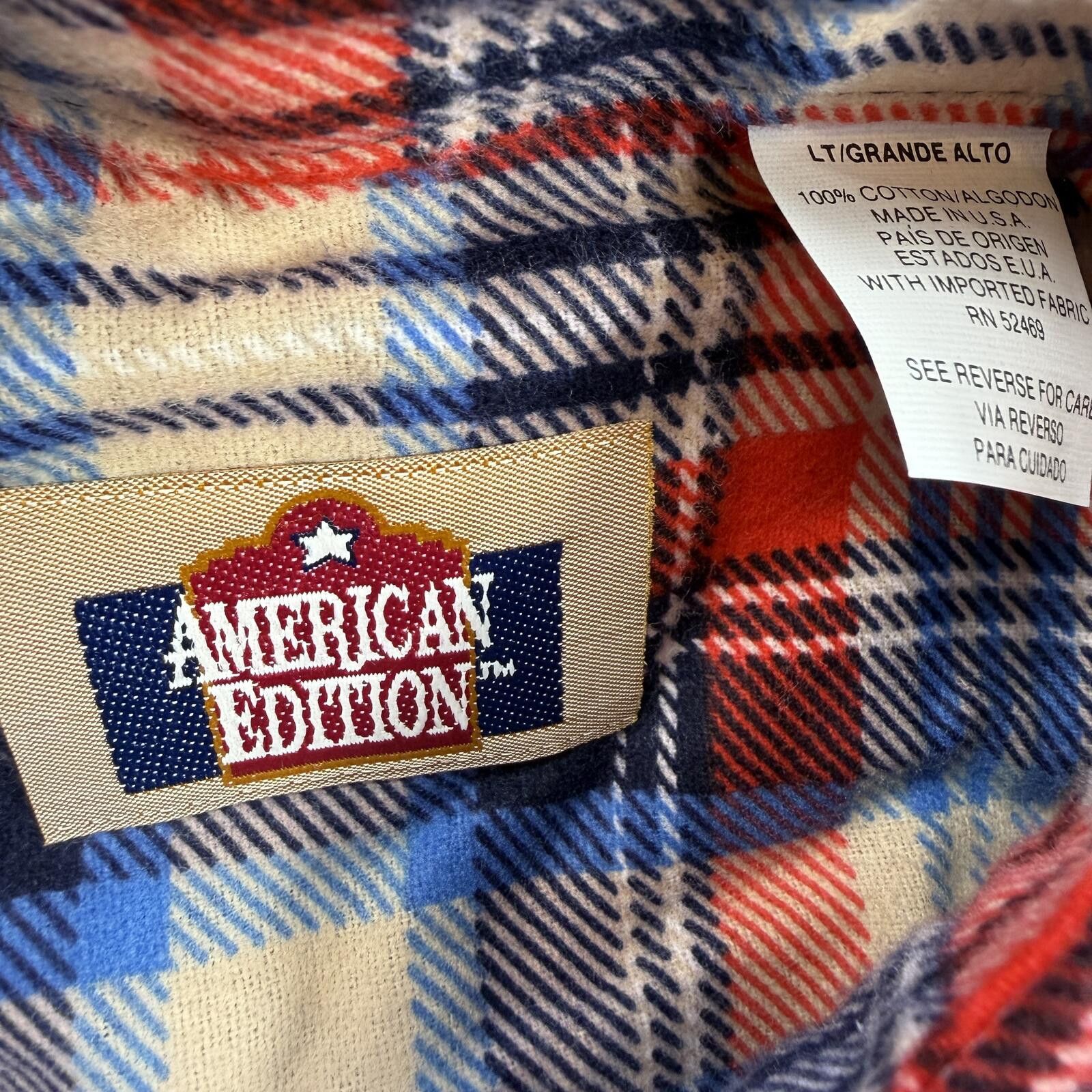 American Edition American Edition Plaid Flannel Shirt Men LT Cotton Button Up Size US L / EU 52-54 / 3 - 4 Thumbnail