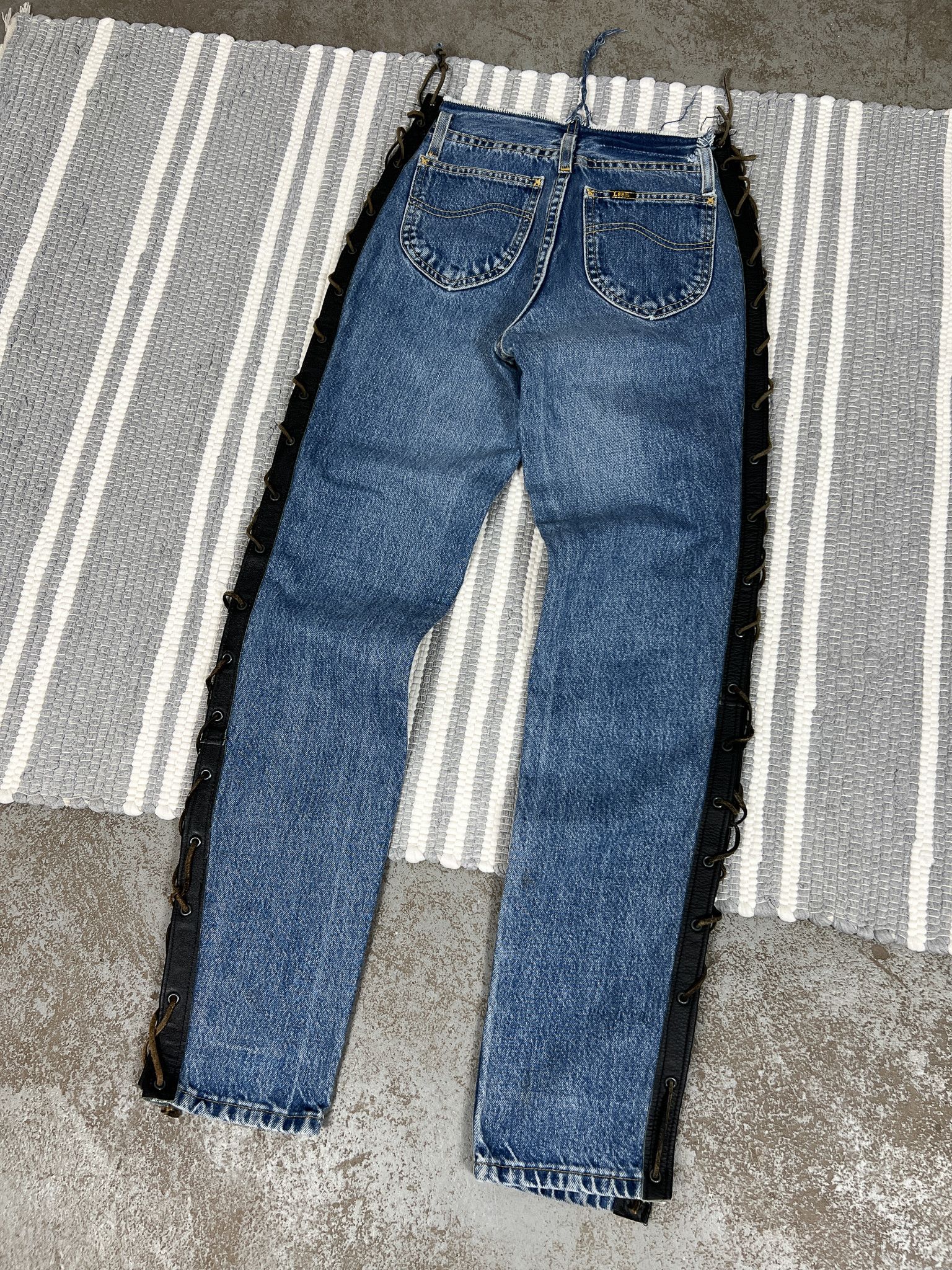 Lee Vintage Lee Biker Jeans Leather Pants Size 25" / US 0 / IT 36 - 2 Thumbnail