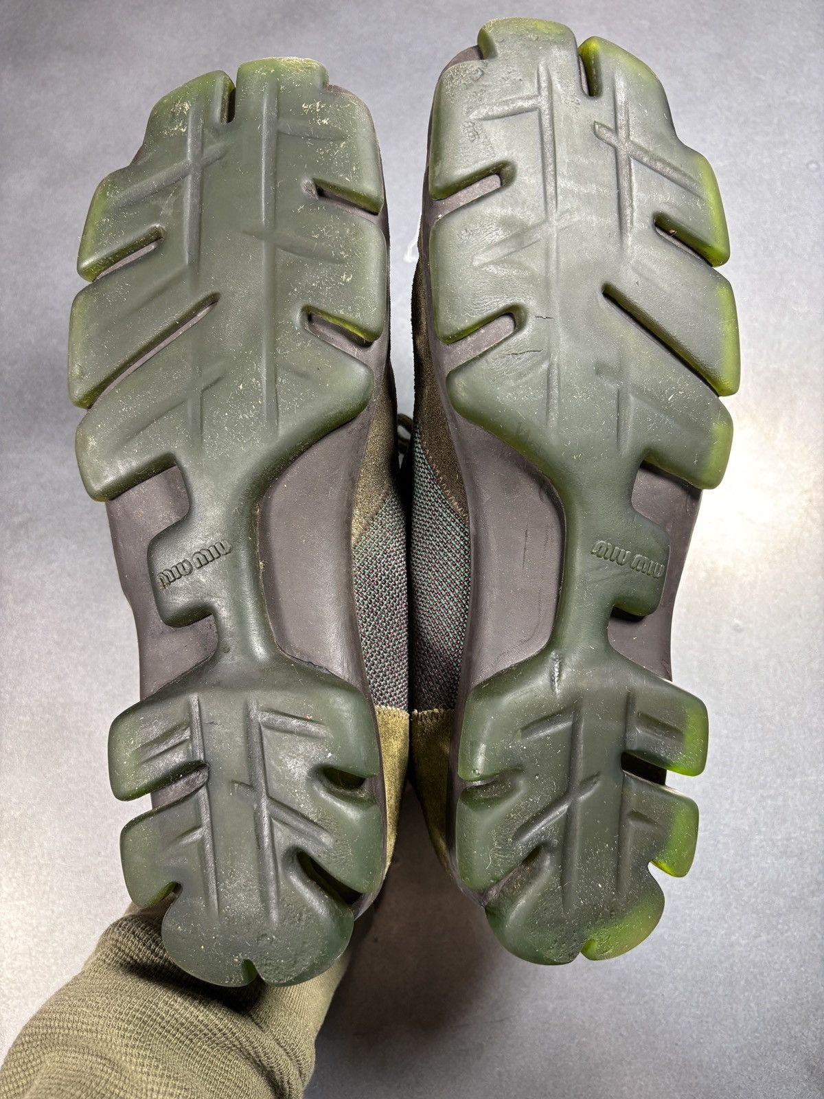 Miu Miu F/W 1999 Miu Miu Runway Sneakers Suede Square Toe Green Shoe Size US 7 / IT 37 - 18 Thumbnail