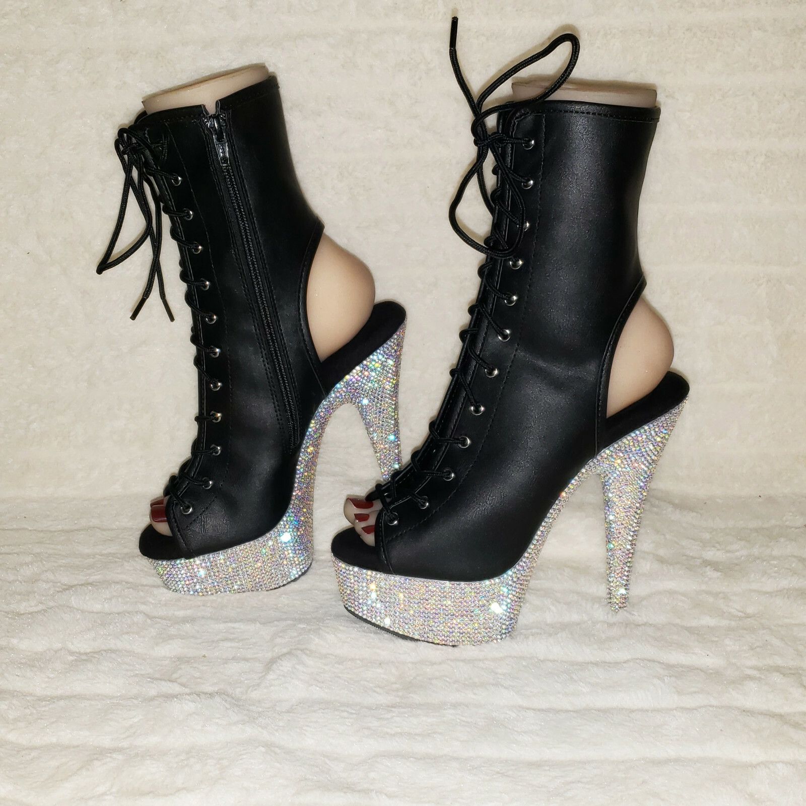 Other Bejeweled 1016 Sparkling Rhinestone Platform Open Toe Ankle Size US 10 / IT 40 - 4 Thumbnail