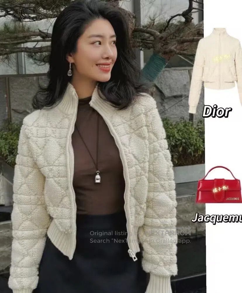 Dior Dior Beige Herringbone Cotton Wool Stand Collar Zipper Lon Size XS / US 0-2 / IT 36-38 - 9 Thumbnail