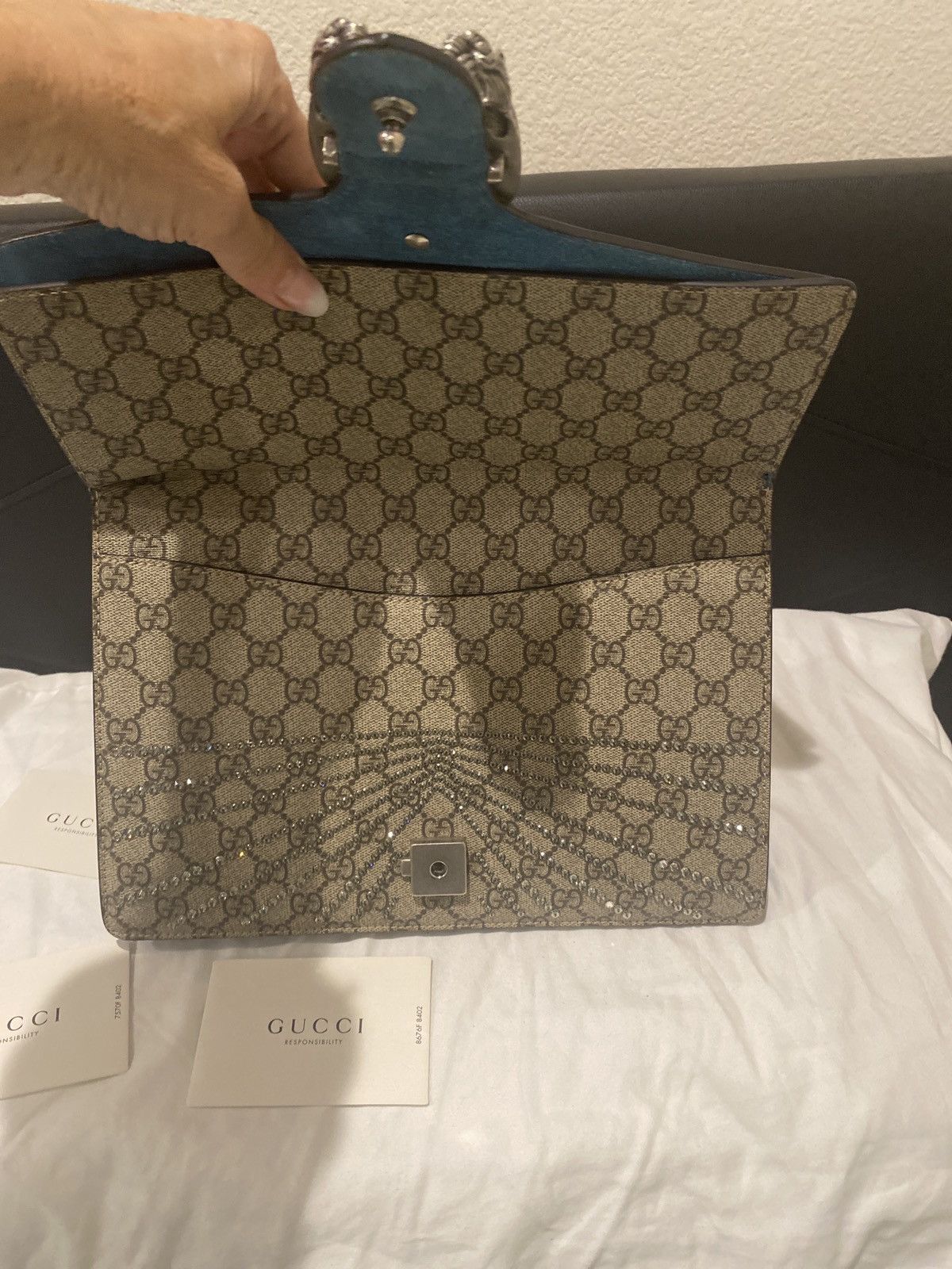 Gucci GG Supreme Monogram Angry Cat Embroidered Dionysus bag. Size ONE SIZE - 3 Thumbnail