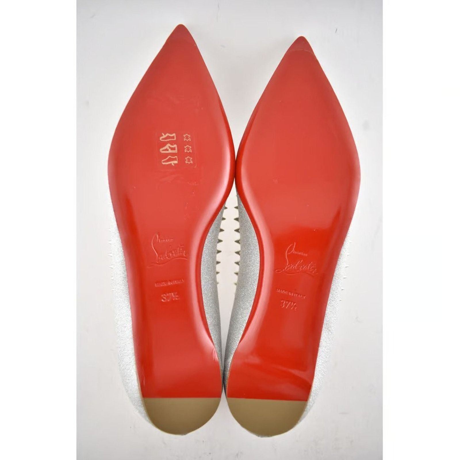 Christian Louboutin Christian Louboutin Anjalina Flat Silver Glitter Pointed Size US 7.5 / IT 37.5 - 11 Thumbnail