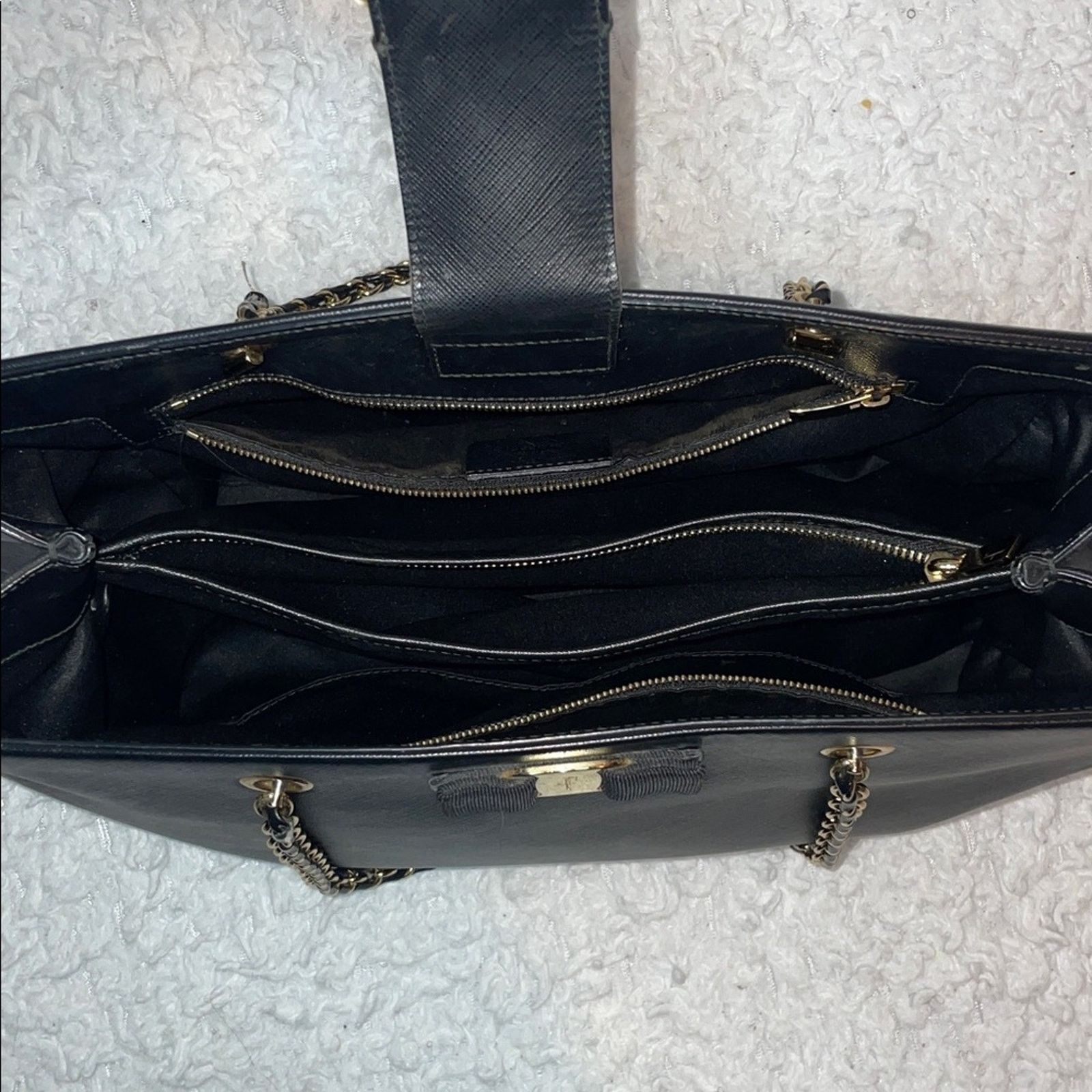 Salvatore Ferragamo Ferragamo Melike Vara Bow Leather Tote Black Size ONE SIZE - 13 Thumbnail