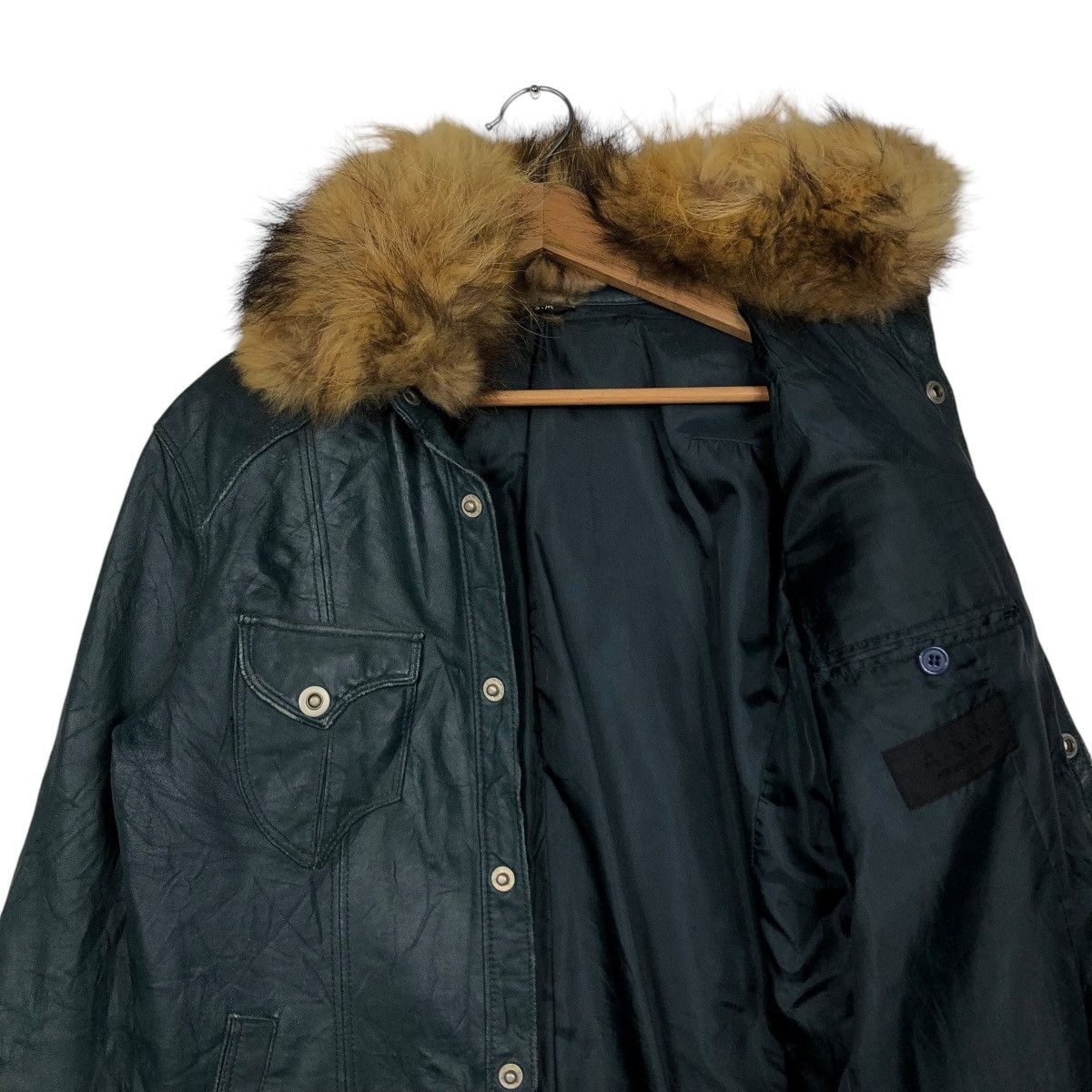 🔥VINTAGE BIKER LEATHER JACKET ASM ARCHIVE MINK FUR COLLAR