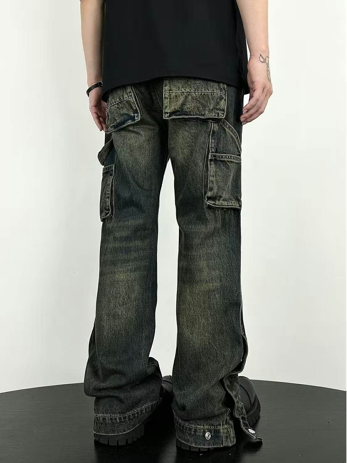 image of Vintage Faded Cargo Workwear Carpenter Pants in Blue, Men's (Size 32)