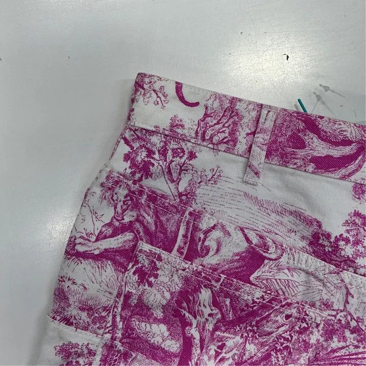 Dior Dior Pink Animal Print Denim Shorts for Women 0079-2507 Size 39" - 5 Thumbnail