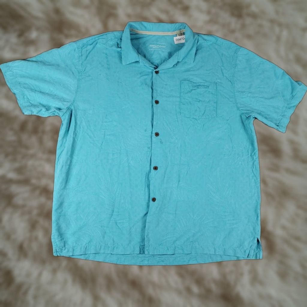 Tommy Bahama Tommy Bahama Shirt Mens 2XL Blue Hawaiian Button-Up Short Sleeve Silk, Casual, Silk, 2XL, Blue, Hawaiian, Tommy Bahama Mens Shirt Size US XXL / EU 58 / 5 - 1 Thumbnail