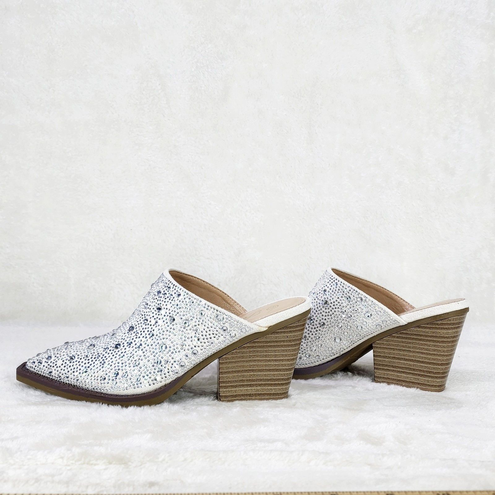 Other Vibes Western Cowgirl White Slip On Shoes Mules / Clogs Rhin Size US 7.5 / IT 37.5 - 3 Thumbnail