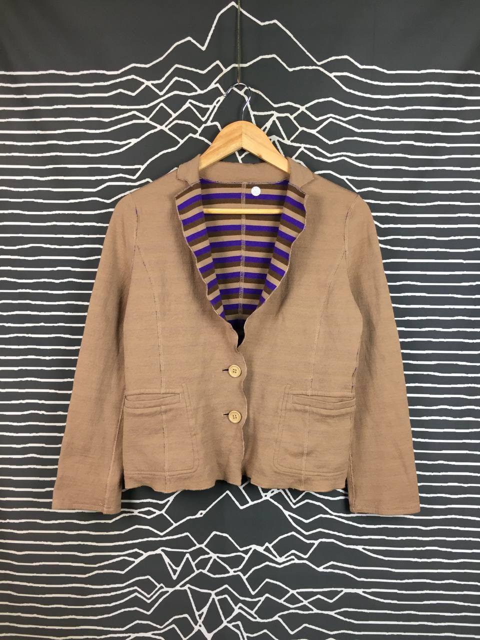 Vintage Reversible Knit Blazer Jacket Solid Brown / Bold Purple Size S / US 4 / IT 40 - 2 Thumbnail
